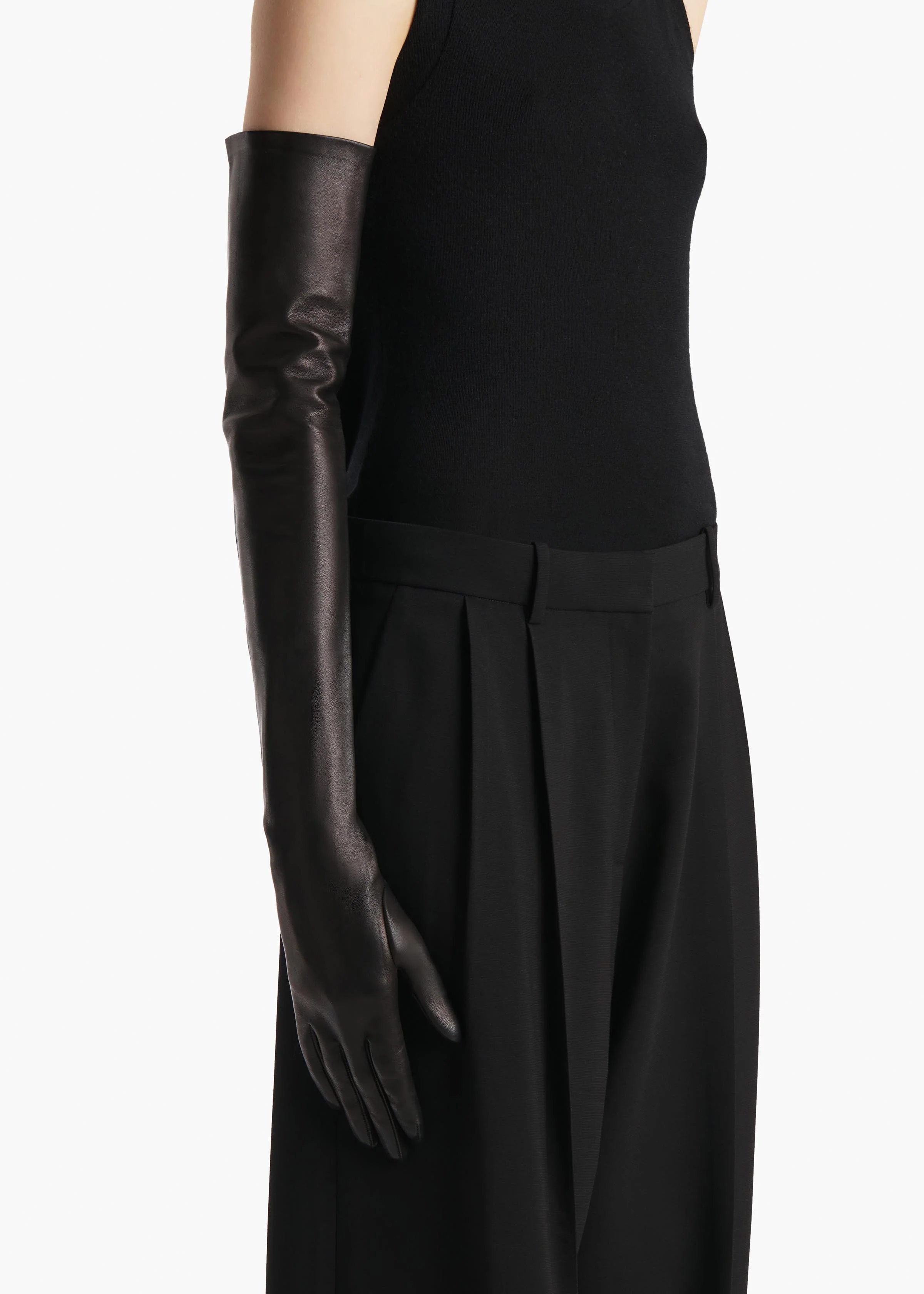 Khaite - Remo Long Gloves in Black Leather - Image 5