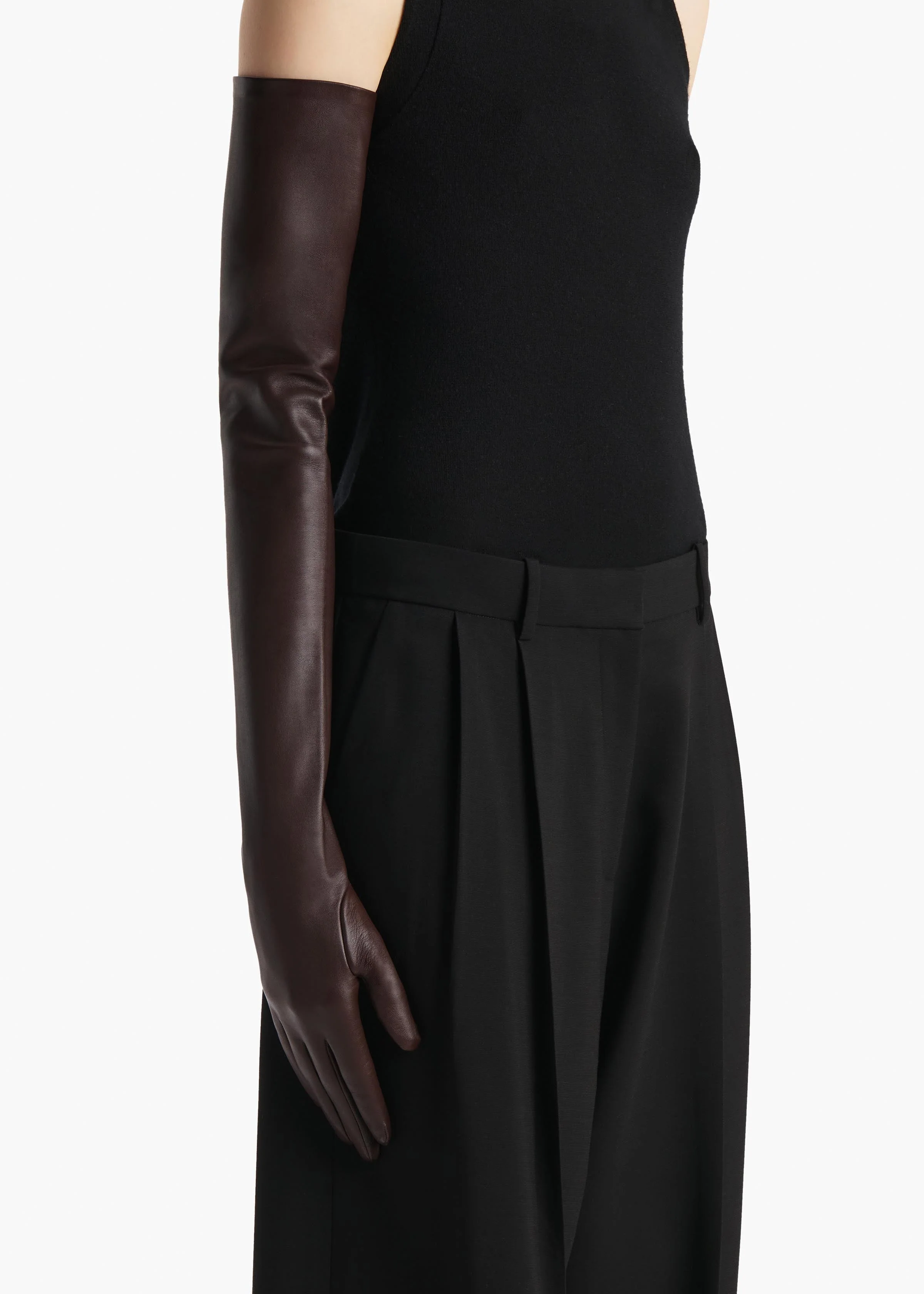 Khaite - Remo Long Gloves in Brown Leather - Image 2