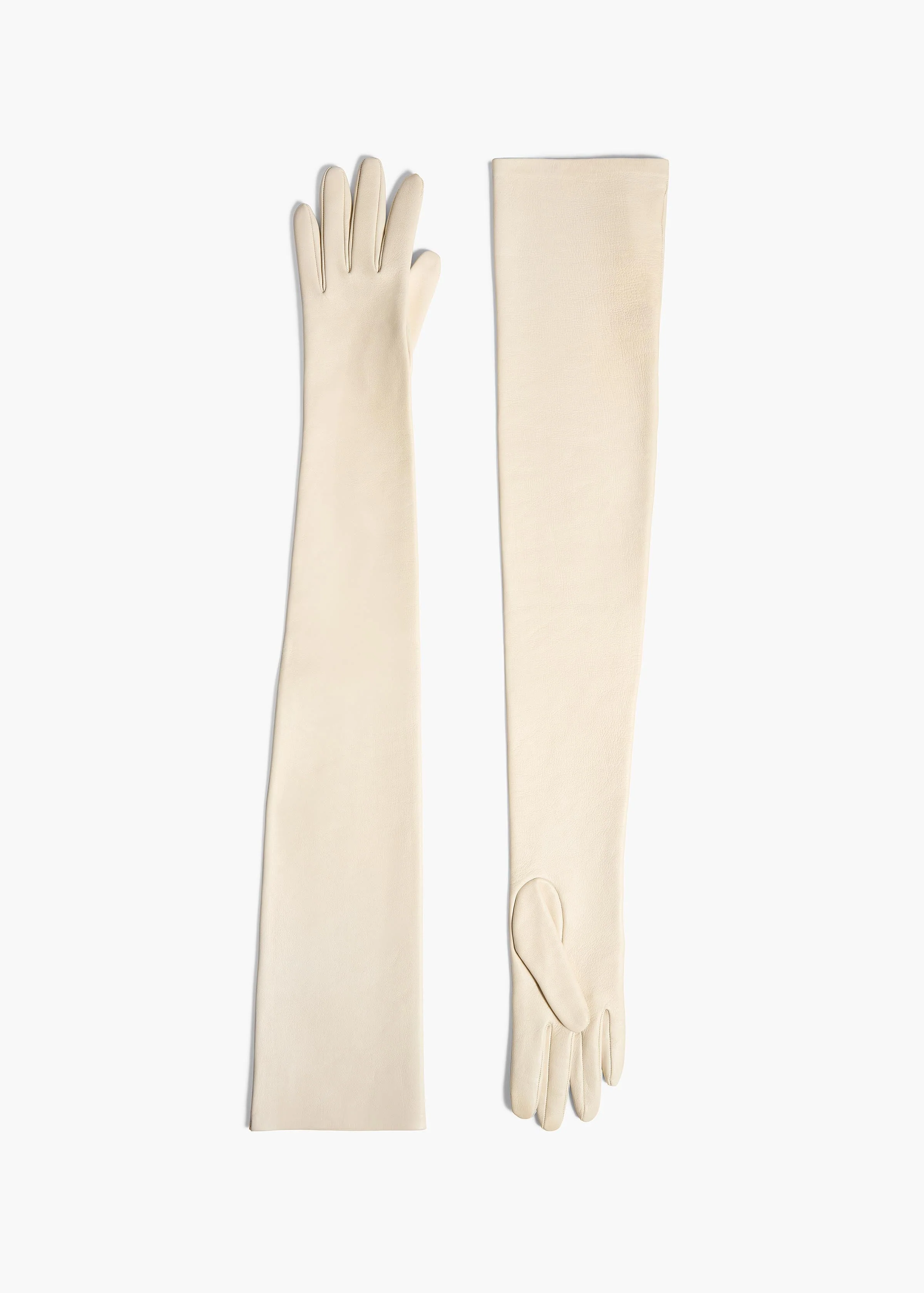 Khaite - Remo Long Gloves in Cream Leather