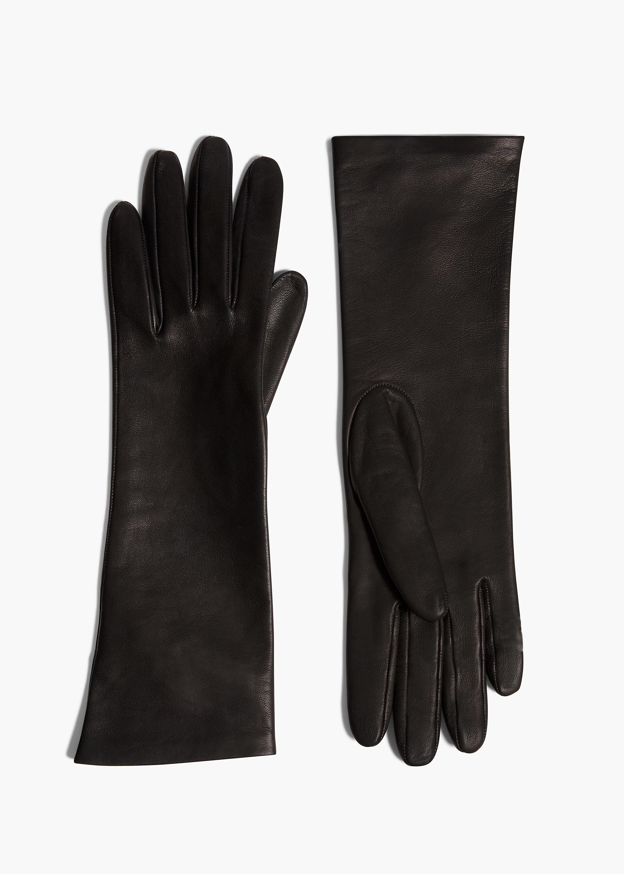 Khaite - Remo Mid - Length Gloves in Black Leather - Image 4