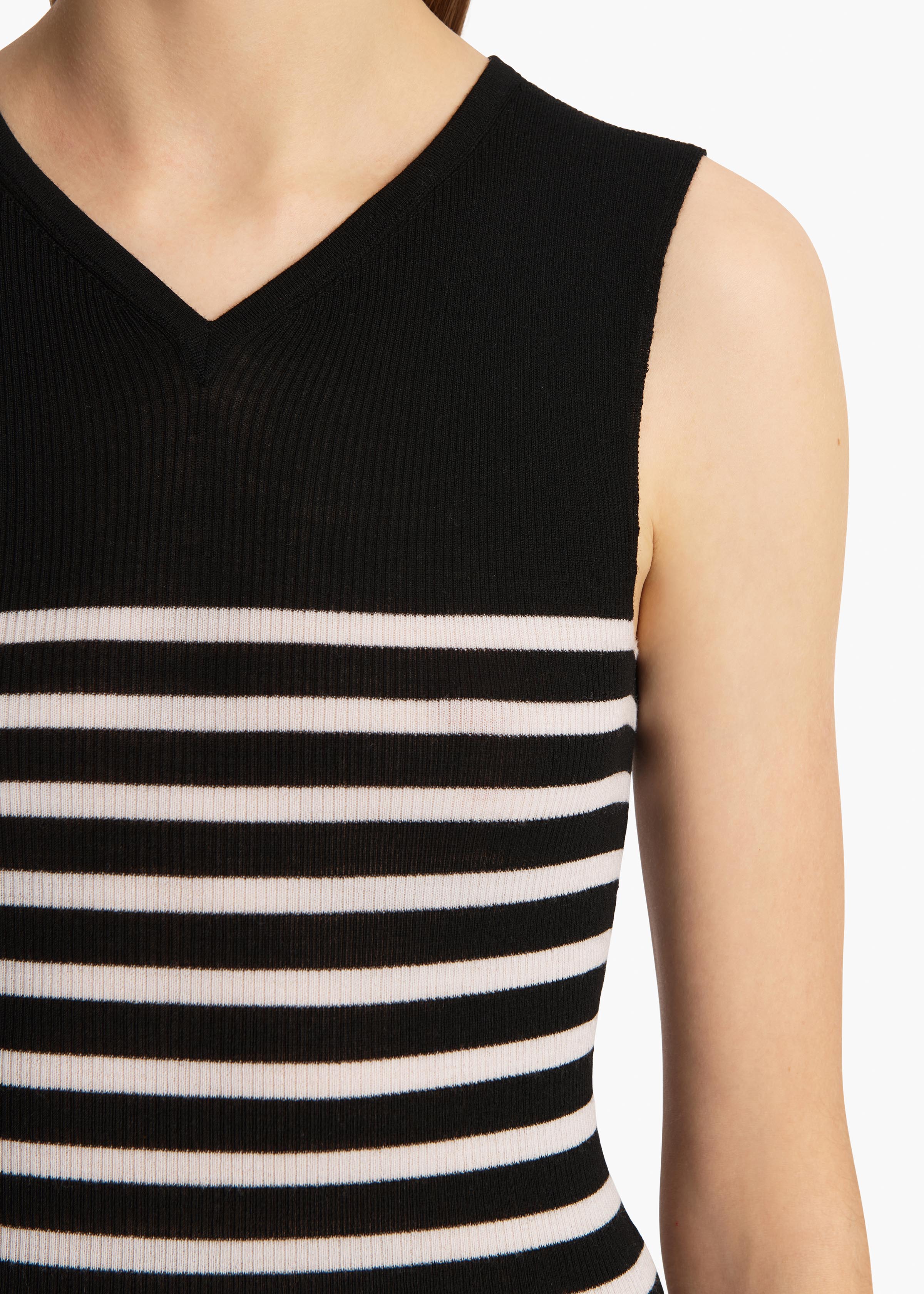 Khaite - Renato Top in Black and Pearl Stripe - Image 13