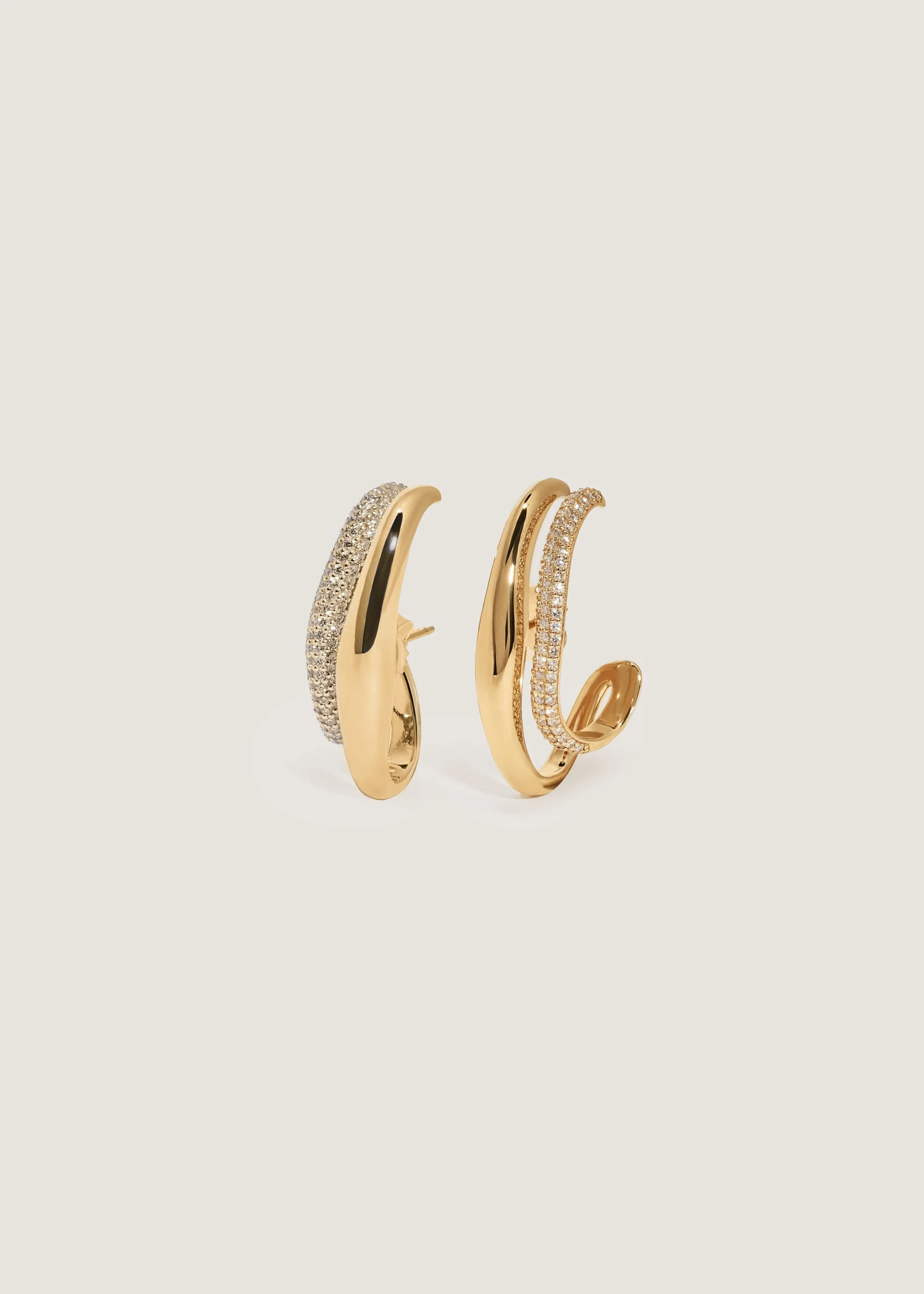 Kinn - Rhea Sculptural Wave Earring Diamond Gold