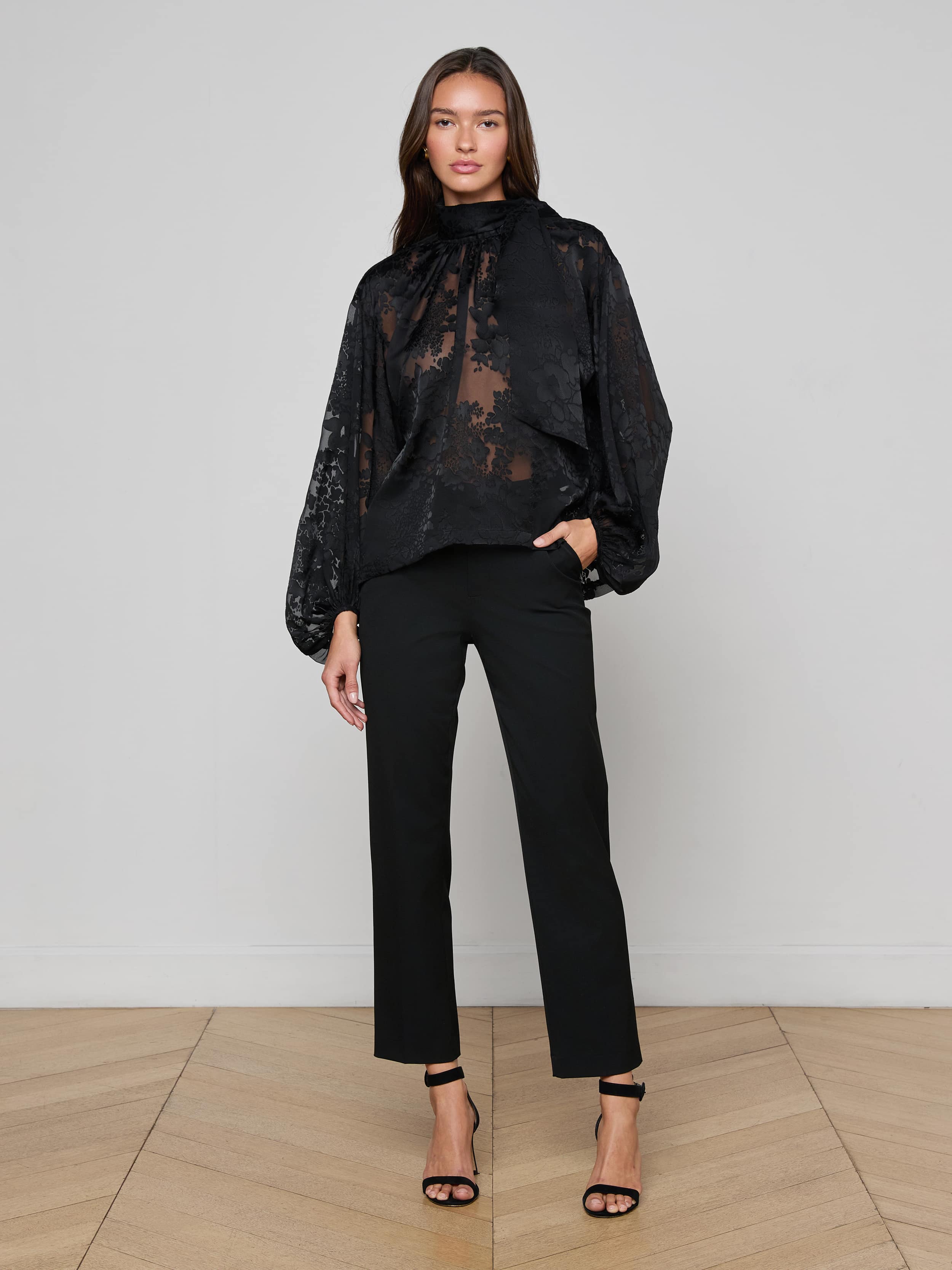 L'AGENCE - Rhett Burnout Satin Blouse - Image 4