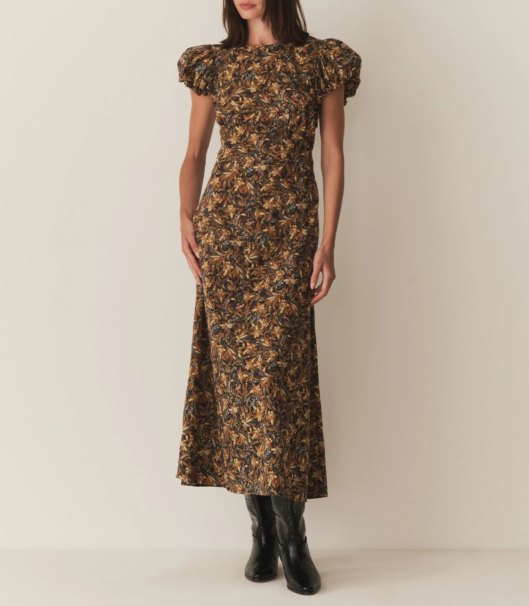 DÔEN - RHODIA DRESS -- NOIR NARCISSUS FLORAL - Image 5