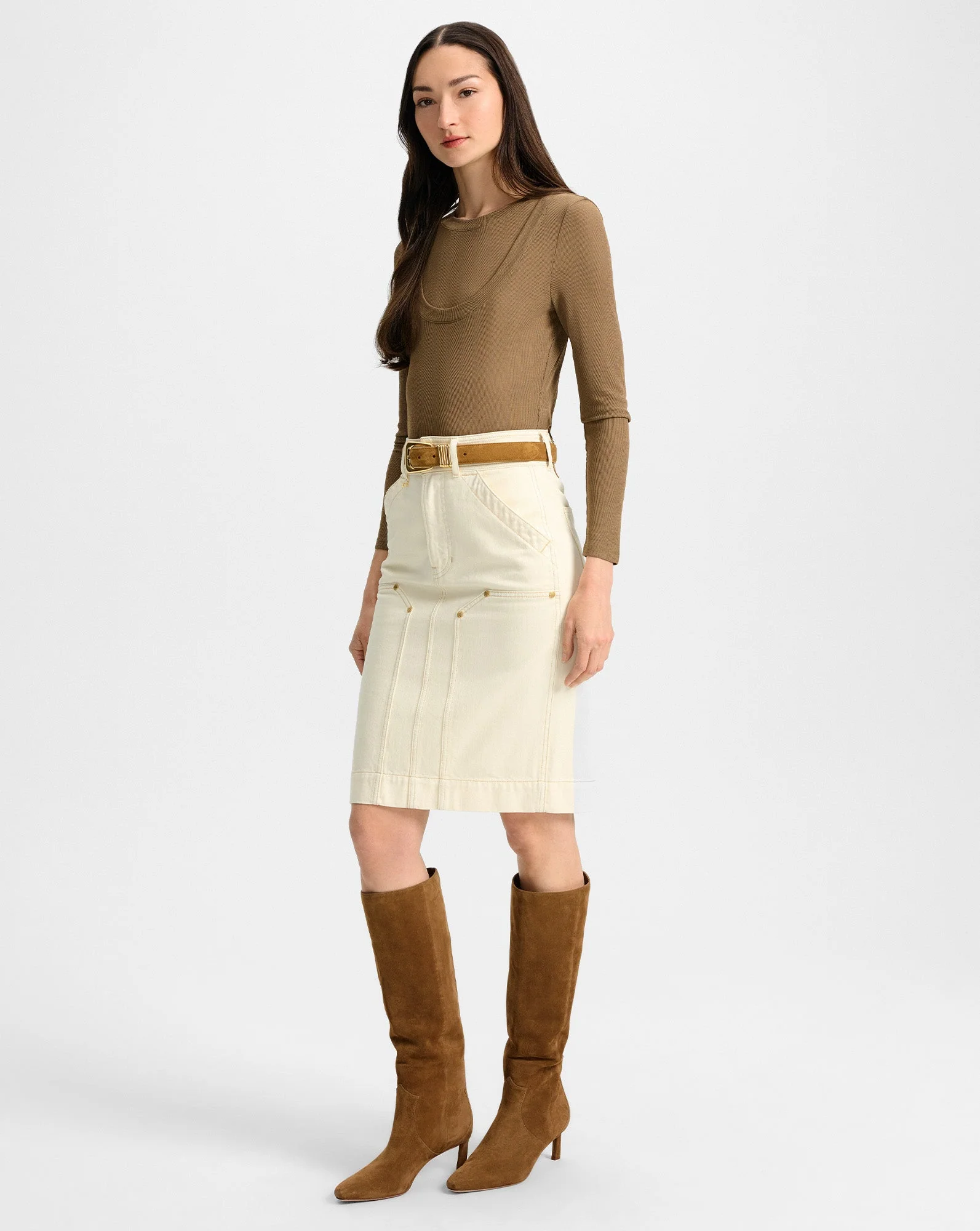 Veronica Beard - Rian Denim Midi Skirt - Image 3