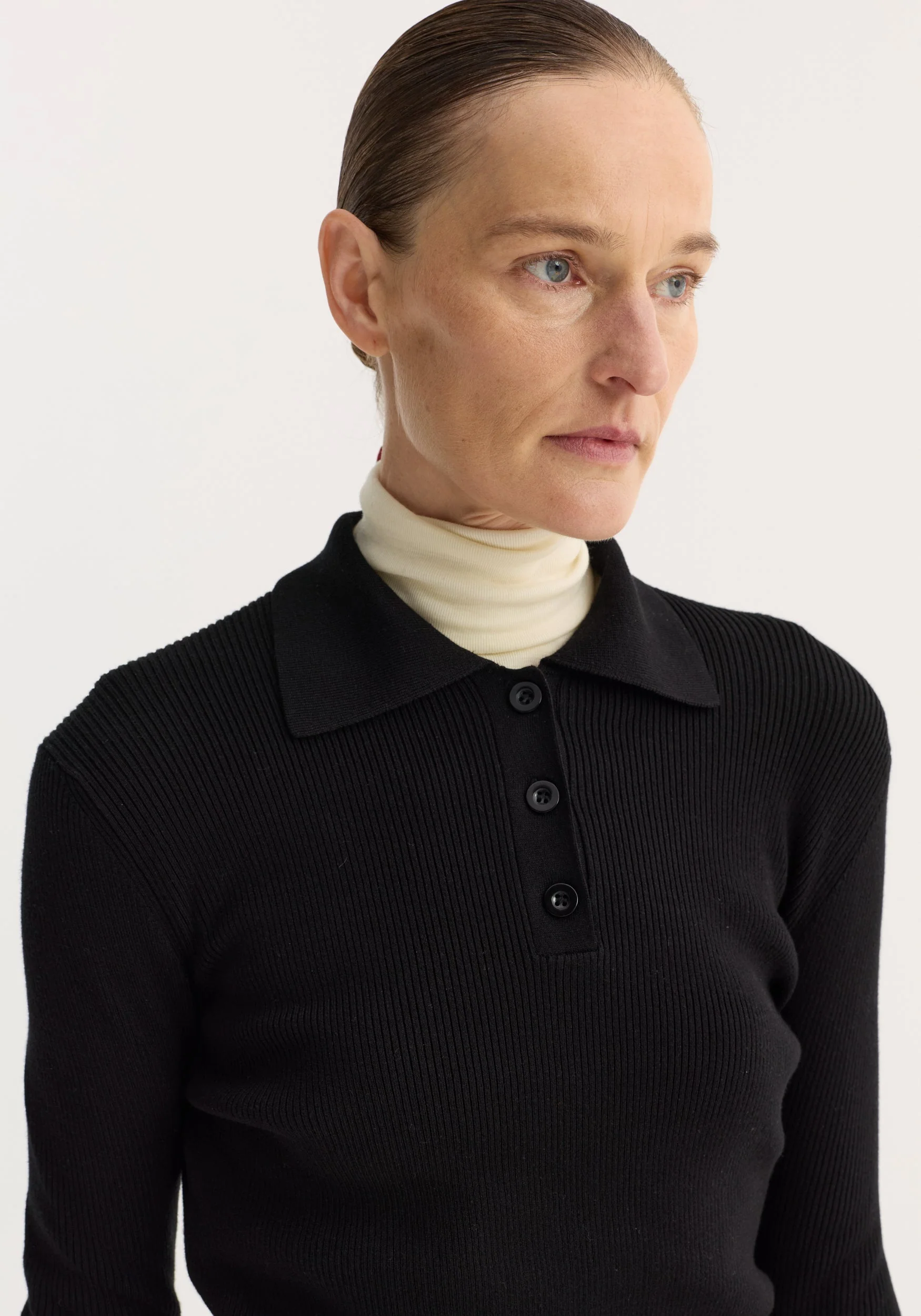 ROHE - Rib knitted polo | black - Image 3