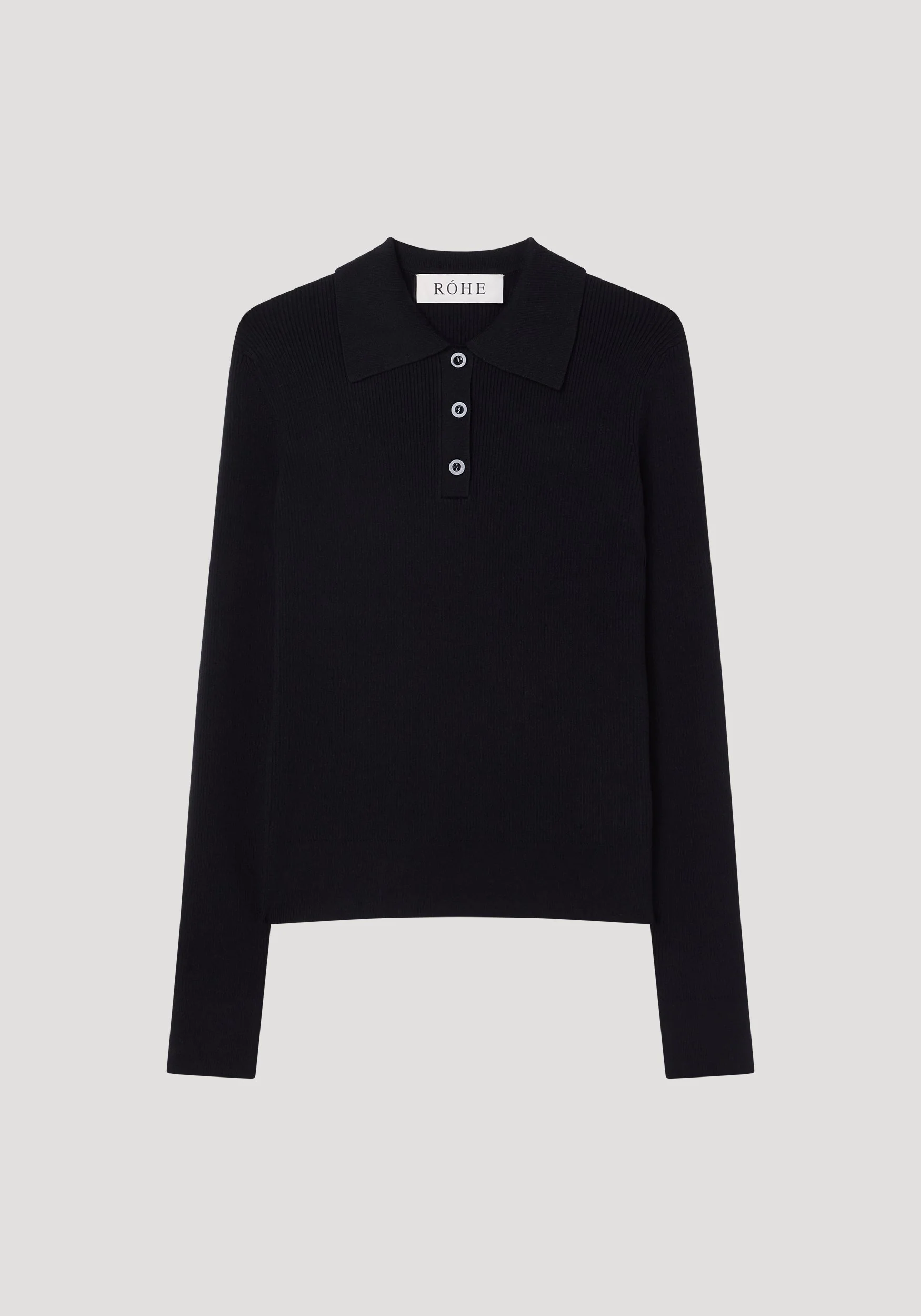 ROHE - Rib knitted polo | black - Image 6