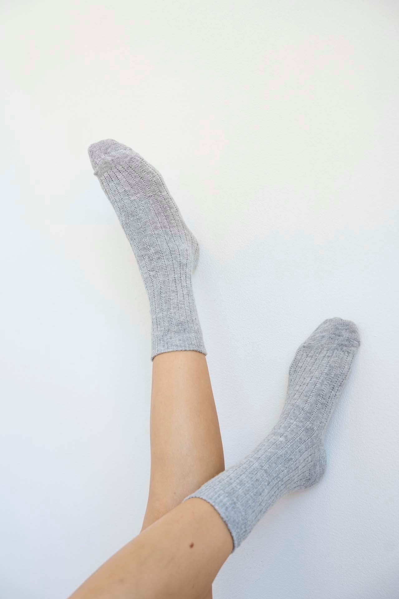 Jamie Haller - Ribbed Crew Socks in Light Heather - Image 3