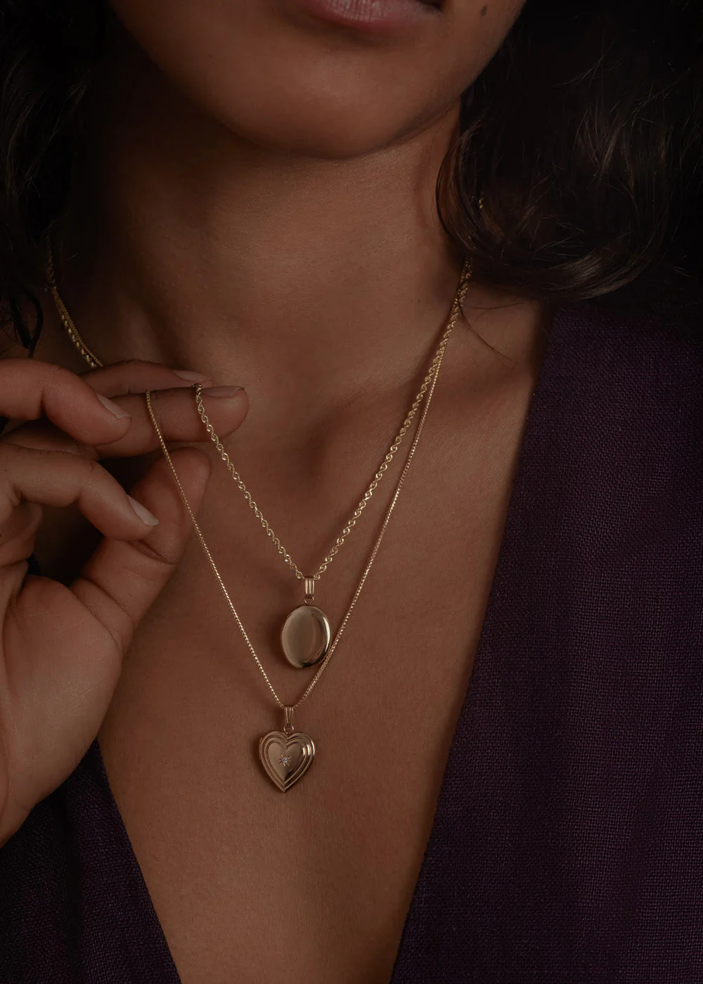 Kinn - Ribbed Maison Heart Locket Necklace Diamond - Image 4
