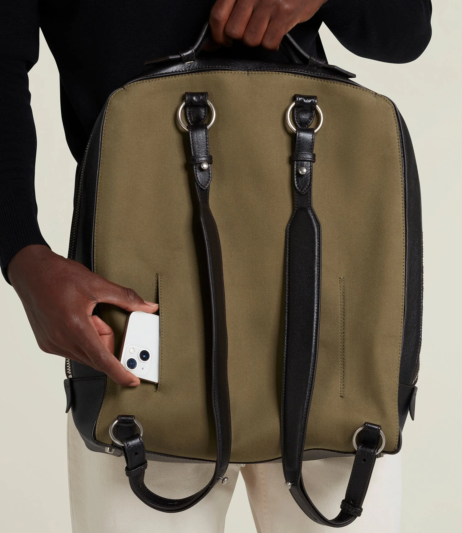 Metier - Rider Backpack Military Twill Khaki with Cacao - Image 6