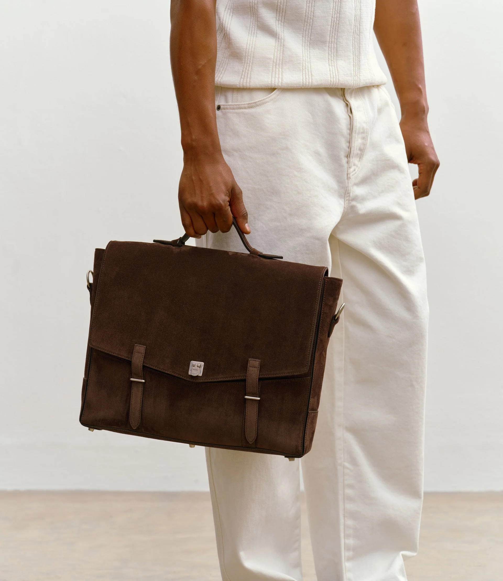 Metier - Rider Briefcase Suede Chocolate - Image 2