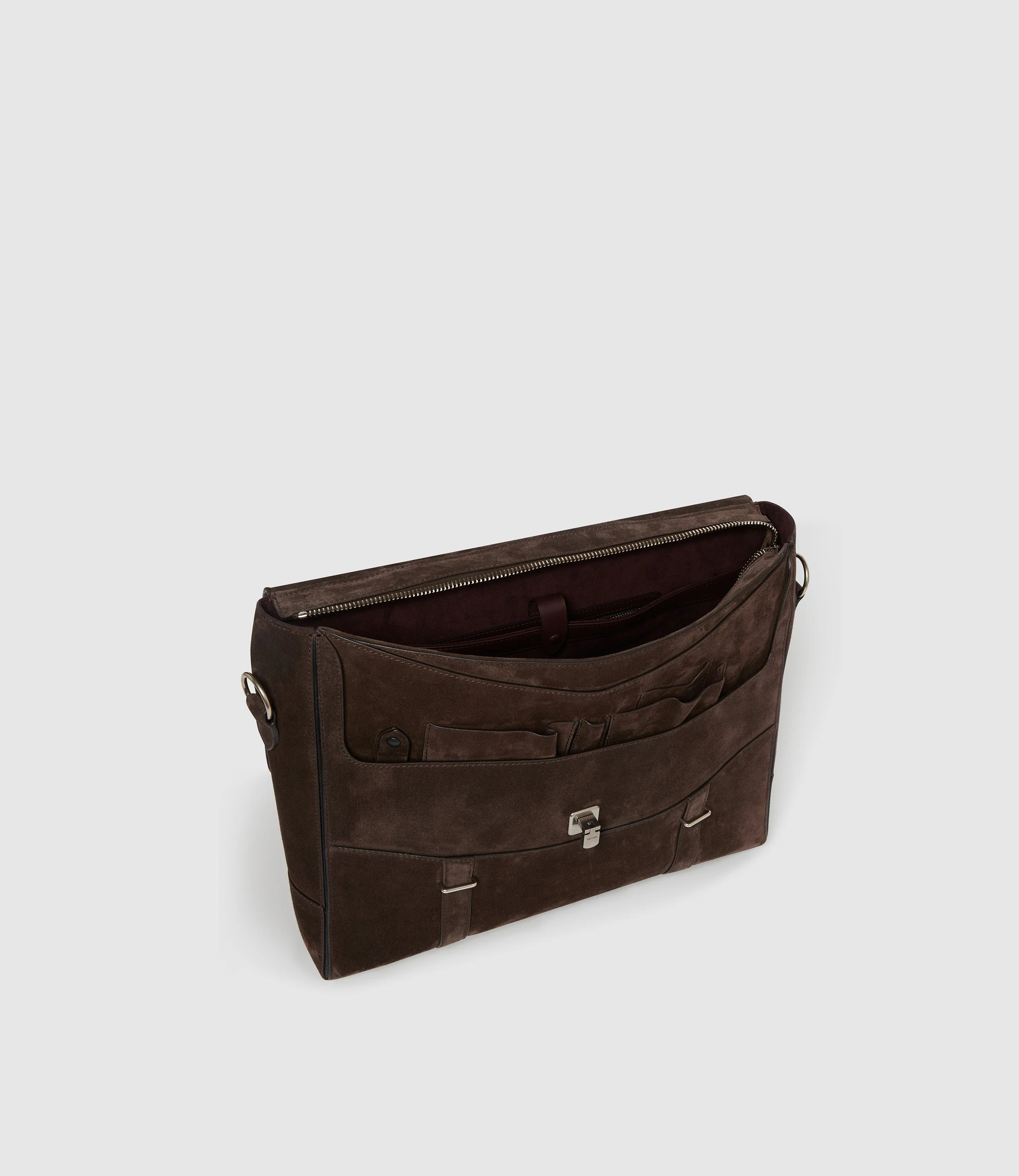 Metier - Rider Briefcase Suede Chocolate - Image 3