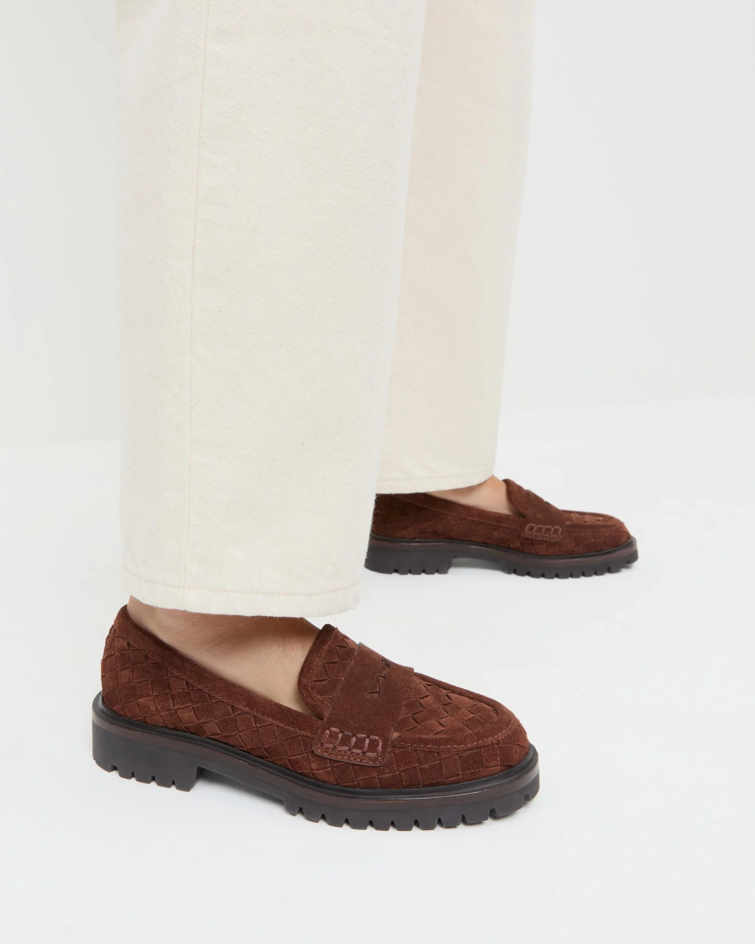 Loeffler Randall - Rina Espresso Woven Suede Loafer - Image 2