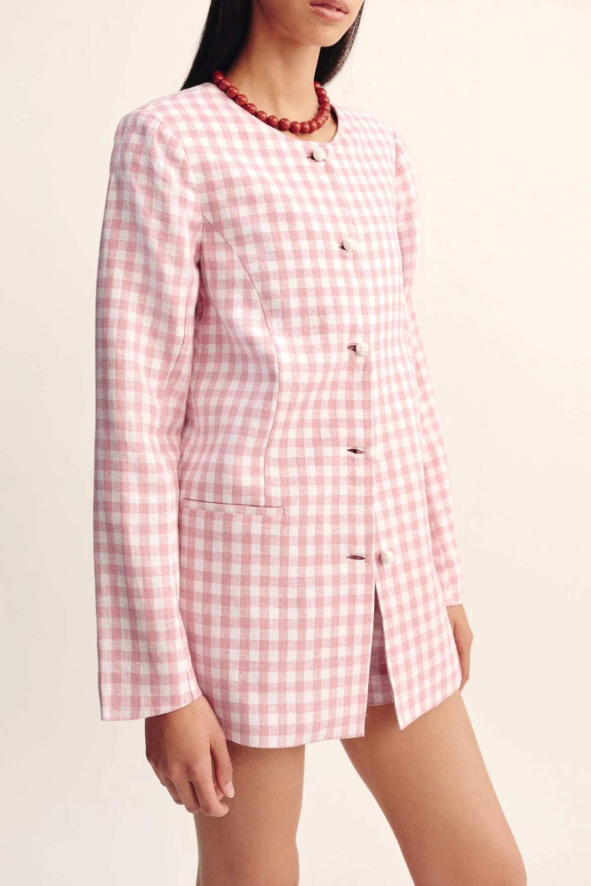 Posse - RIO SHIFT JACKET - PINK GINGHAM - Image 6
