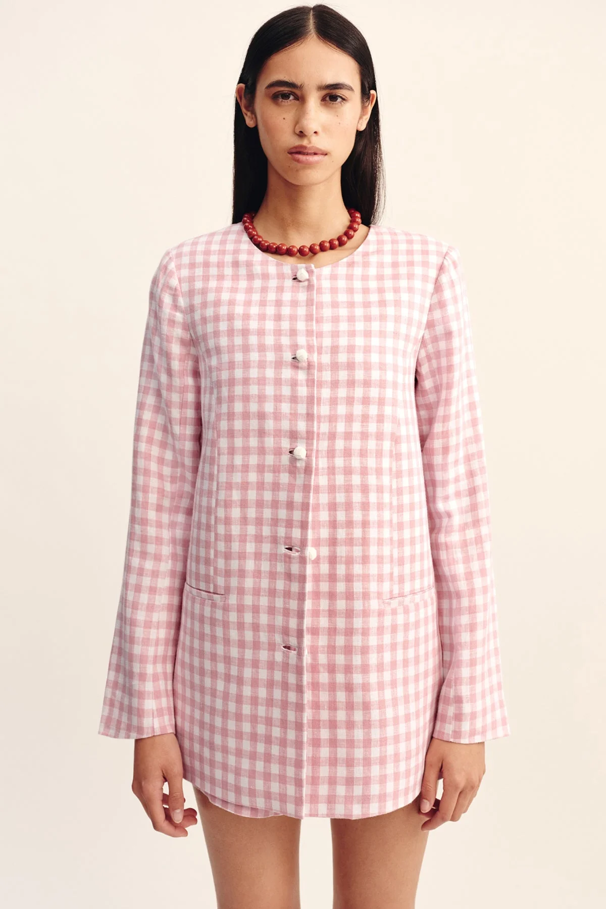 Posse - RIO SHIFT JACKET - PINK GINGHAM - Image 8