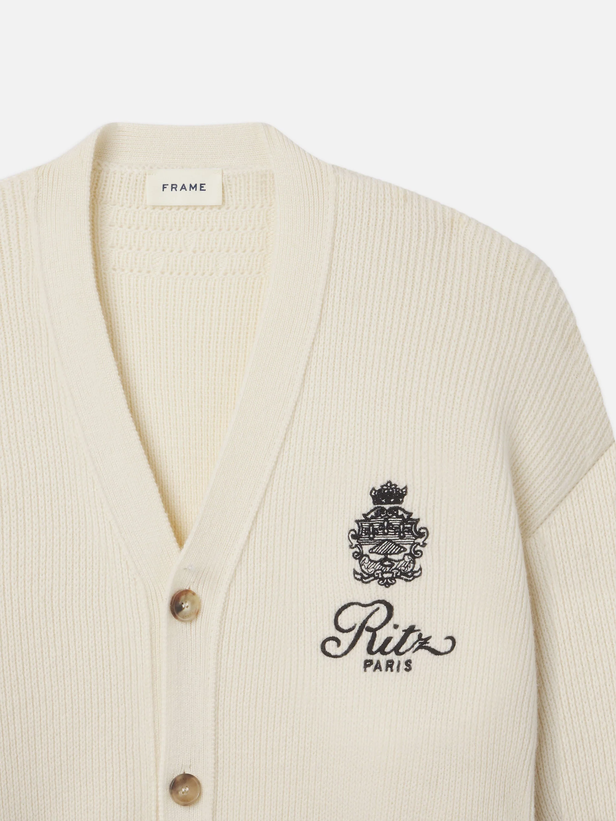 FRAME - Ritz Embroidery Cashmere Cardigan - Image 3