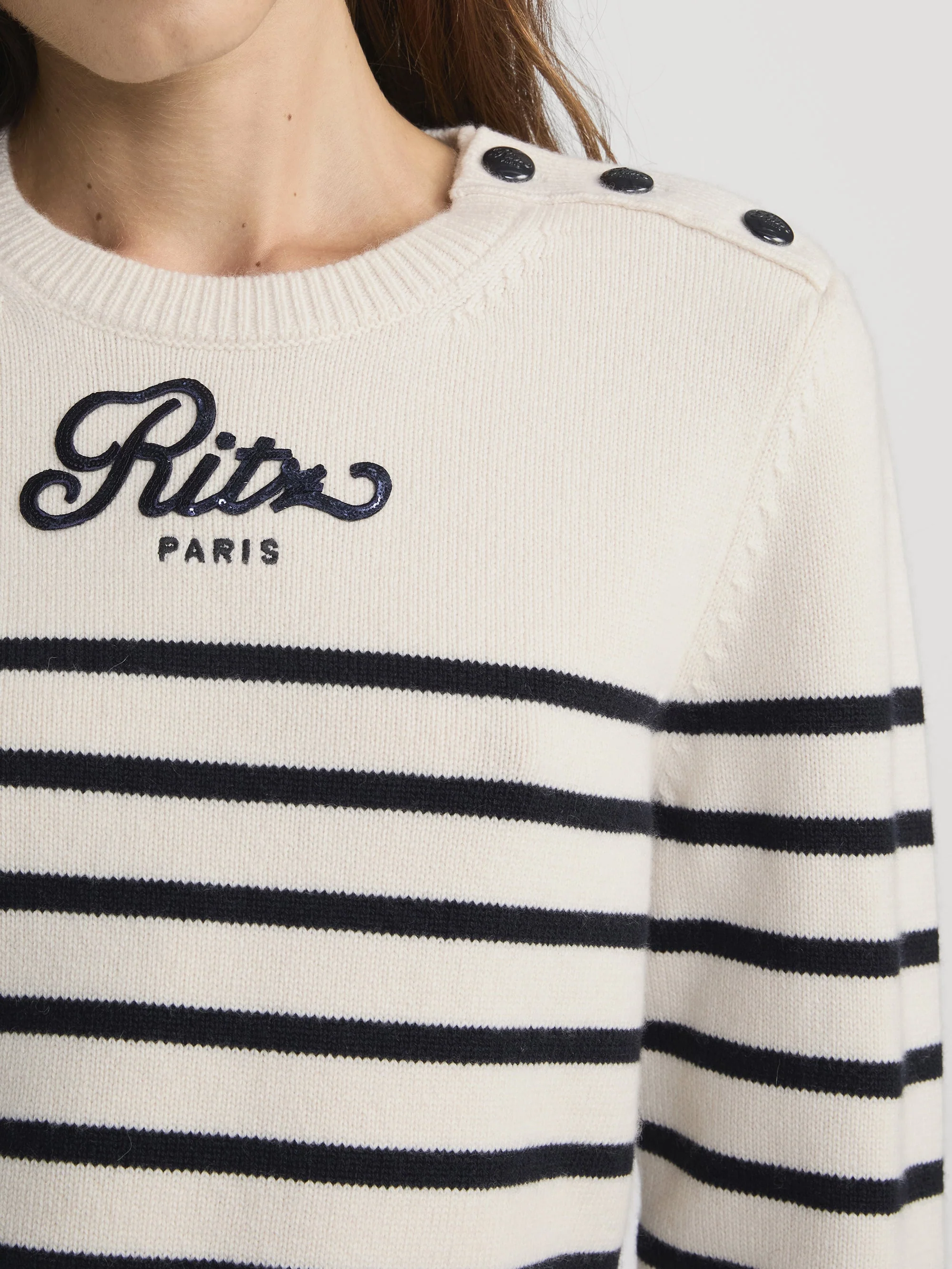 FRAME - Ritz Sequined Striped Sweater - Image 4