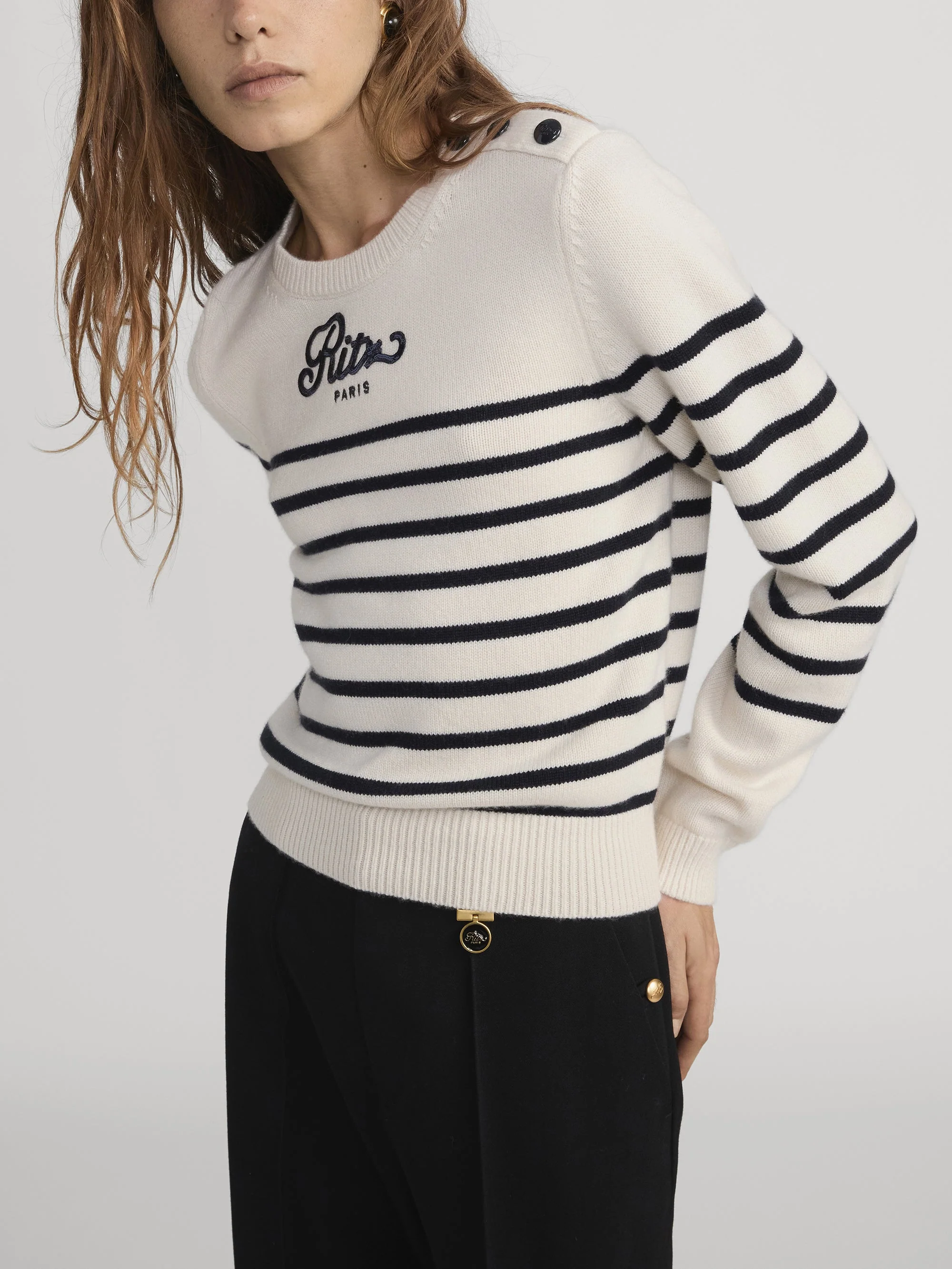 FRAME - Ritz Sequined Striped Sweater - Image 5