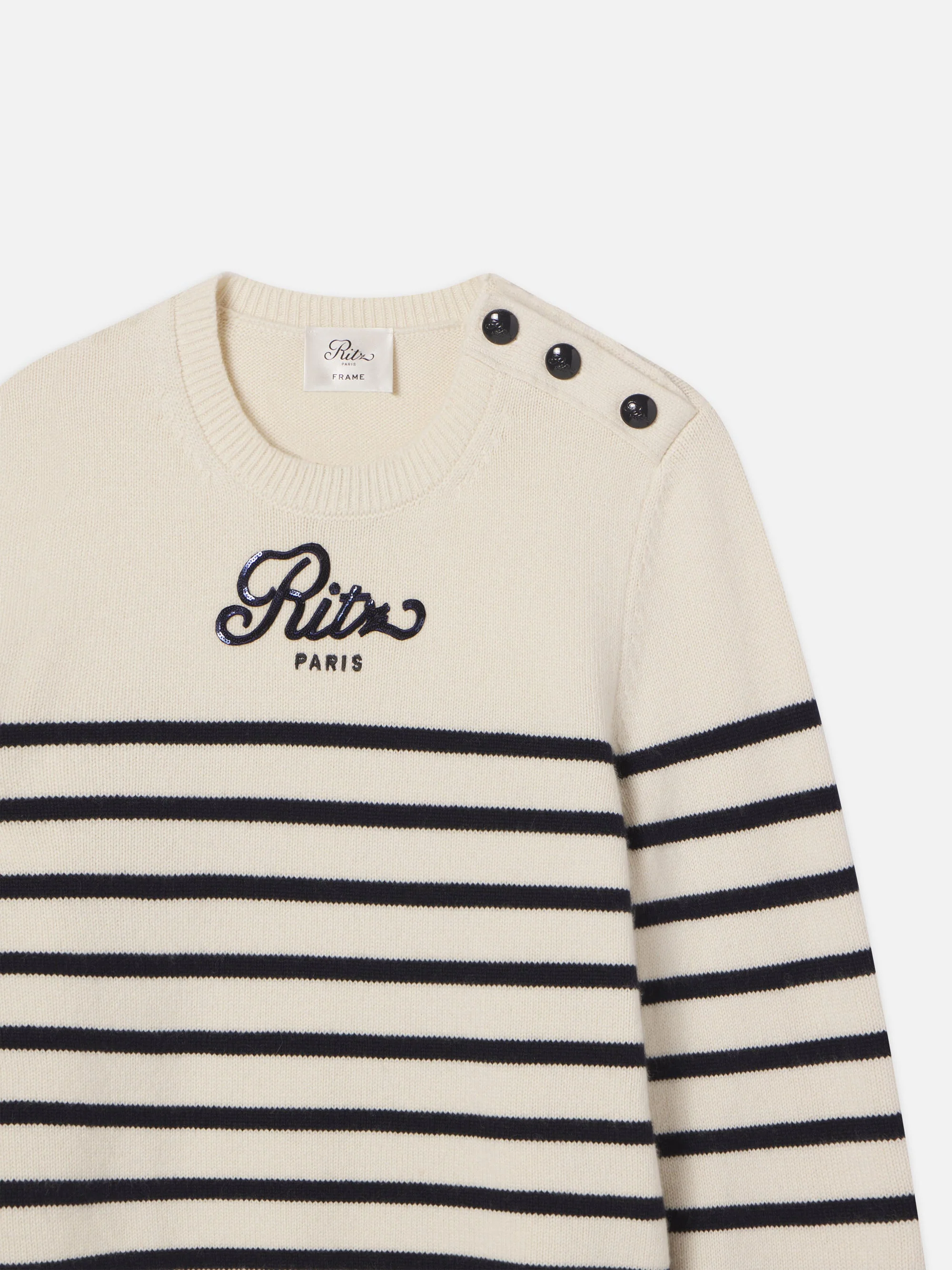 FRAME - Ritz Sequined Striped Sweater - Image 8