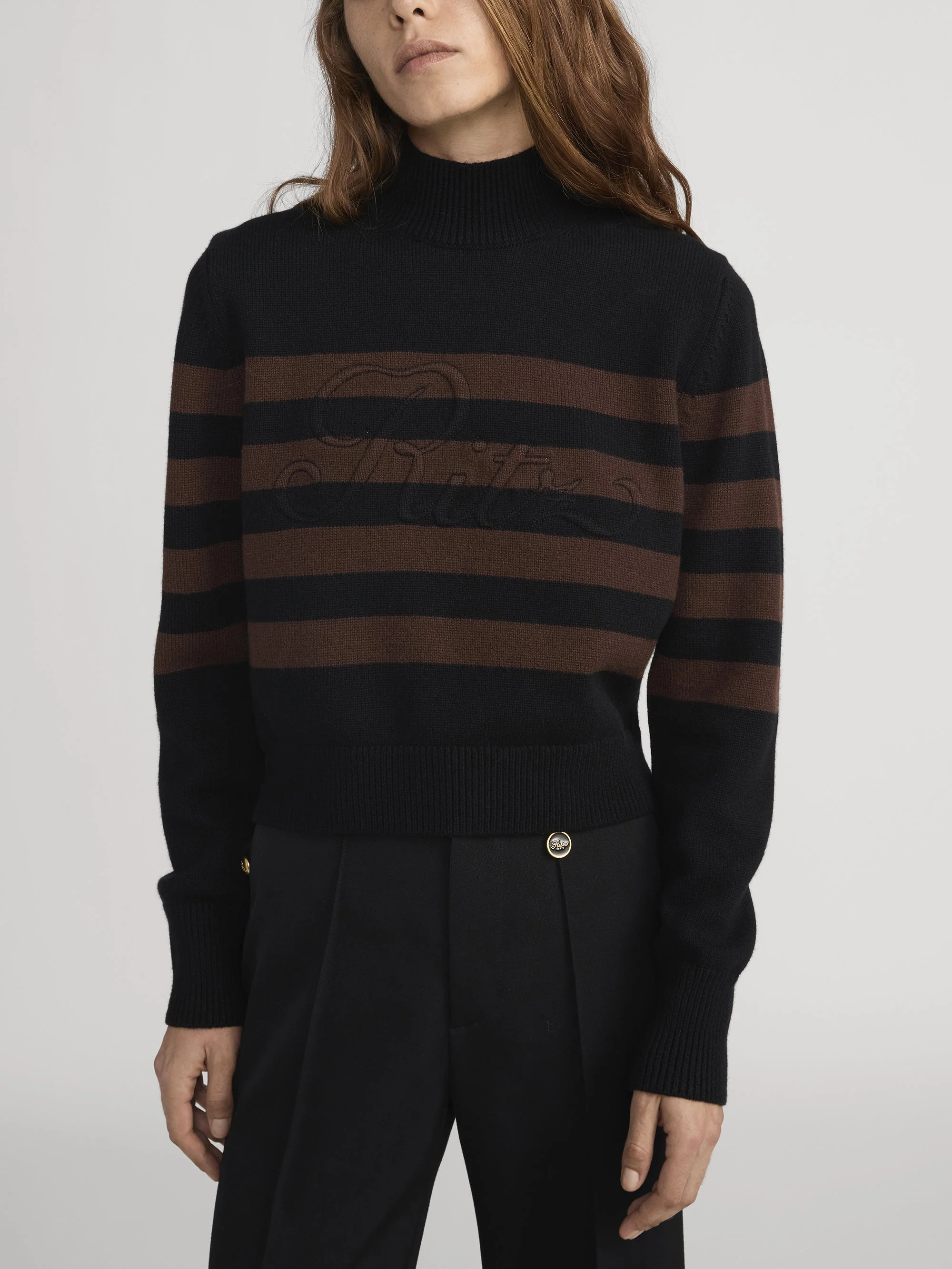 FRAME - Ritz Striped Cashmere Turtleneck Sweater - Image 3