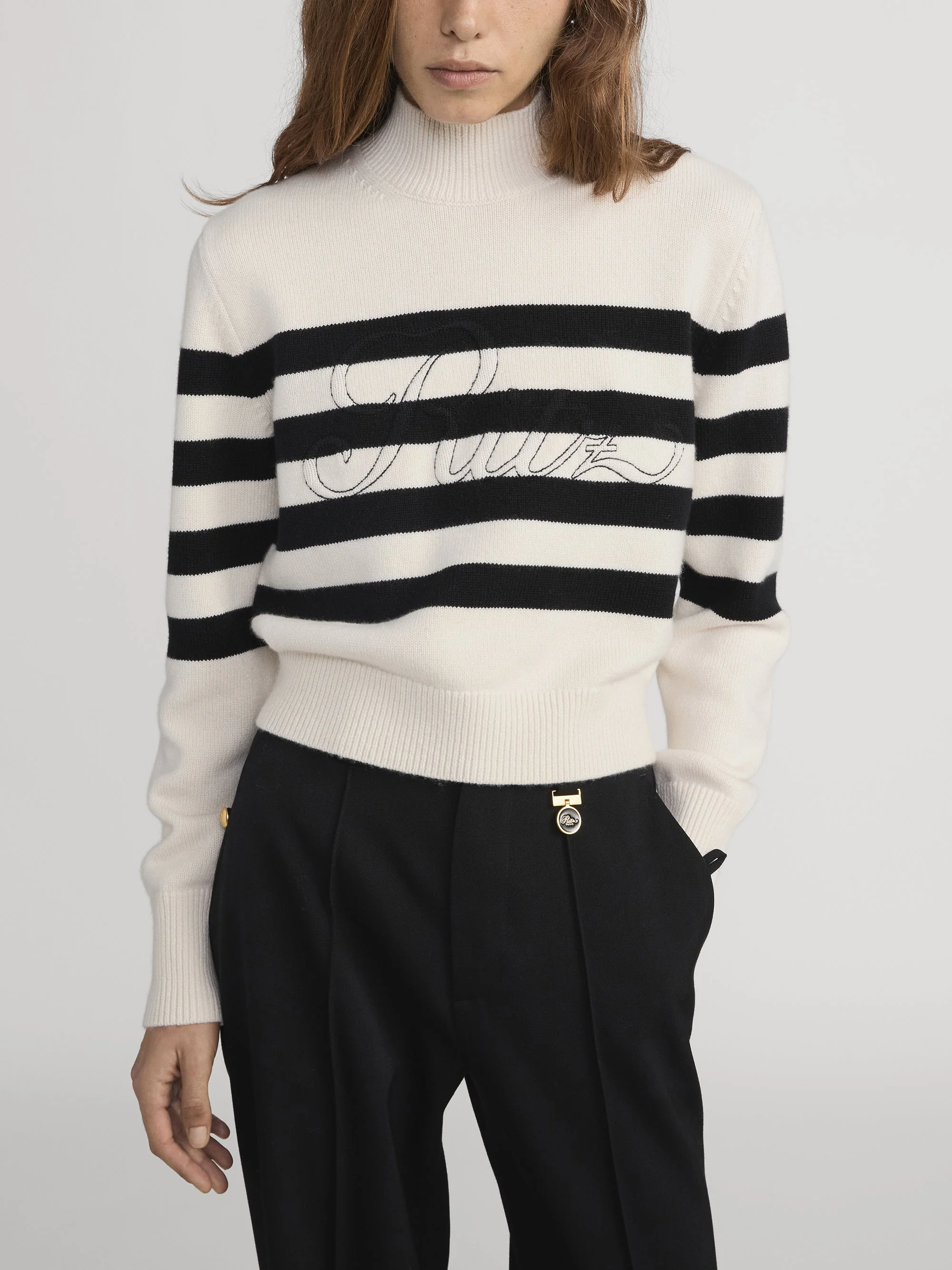 FRAME - Ritz Striped Cashmere Turtleneck Sweater - Image 3