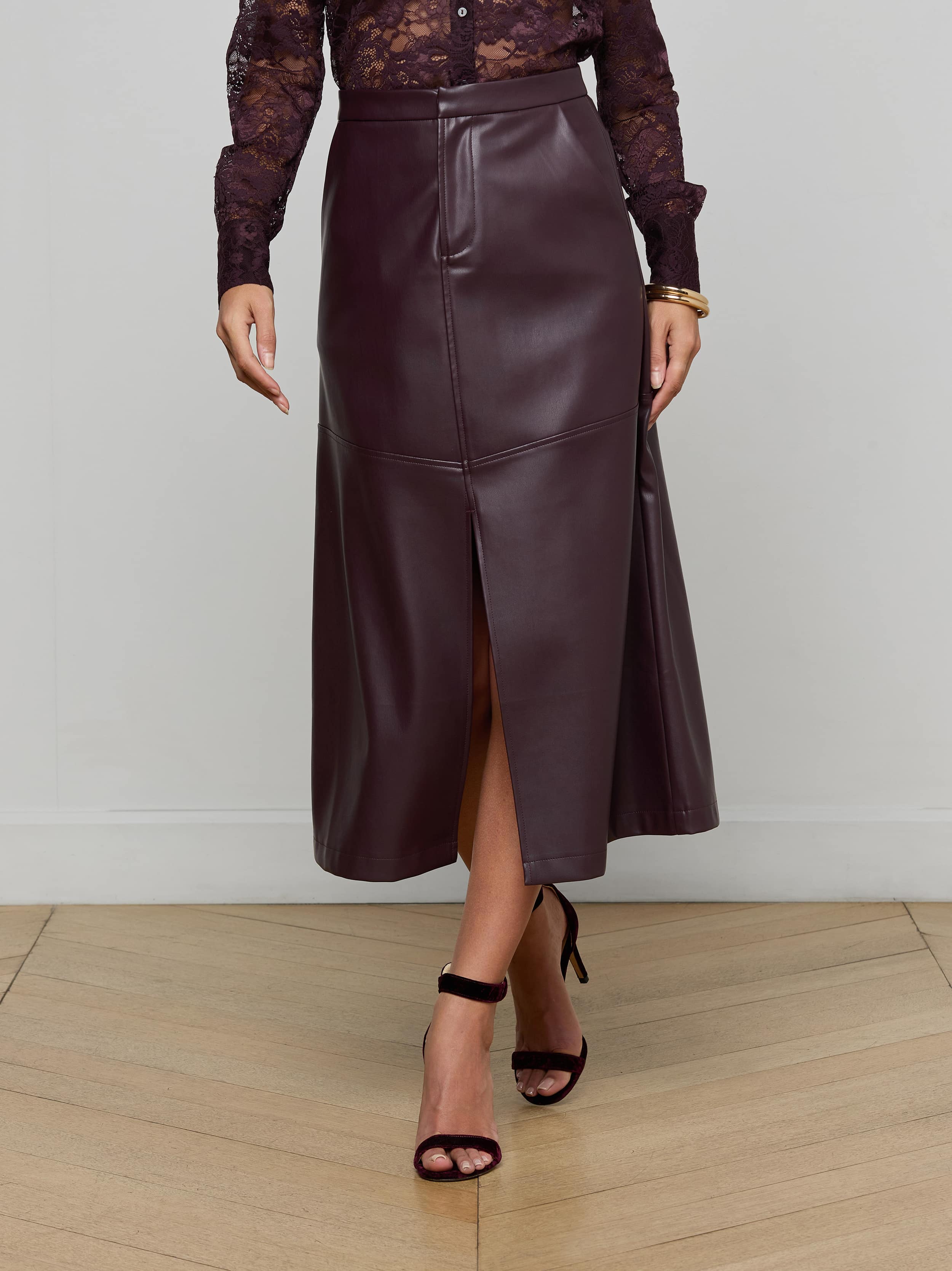 L'AGENCE - Robyn Vegan Leather Midi Skirt - Image 2