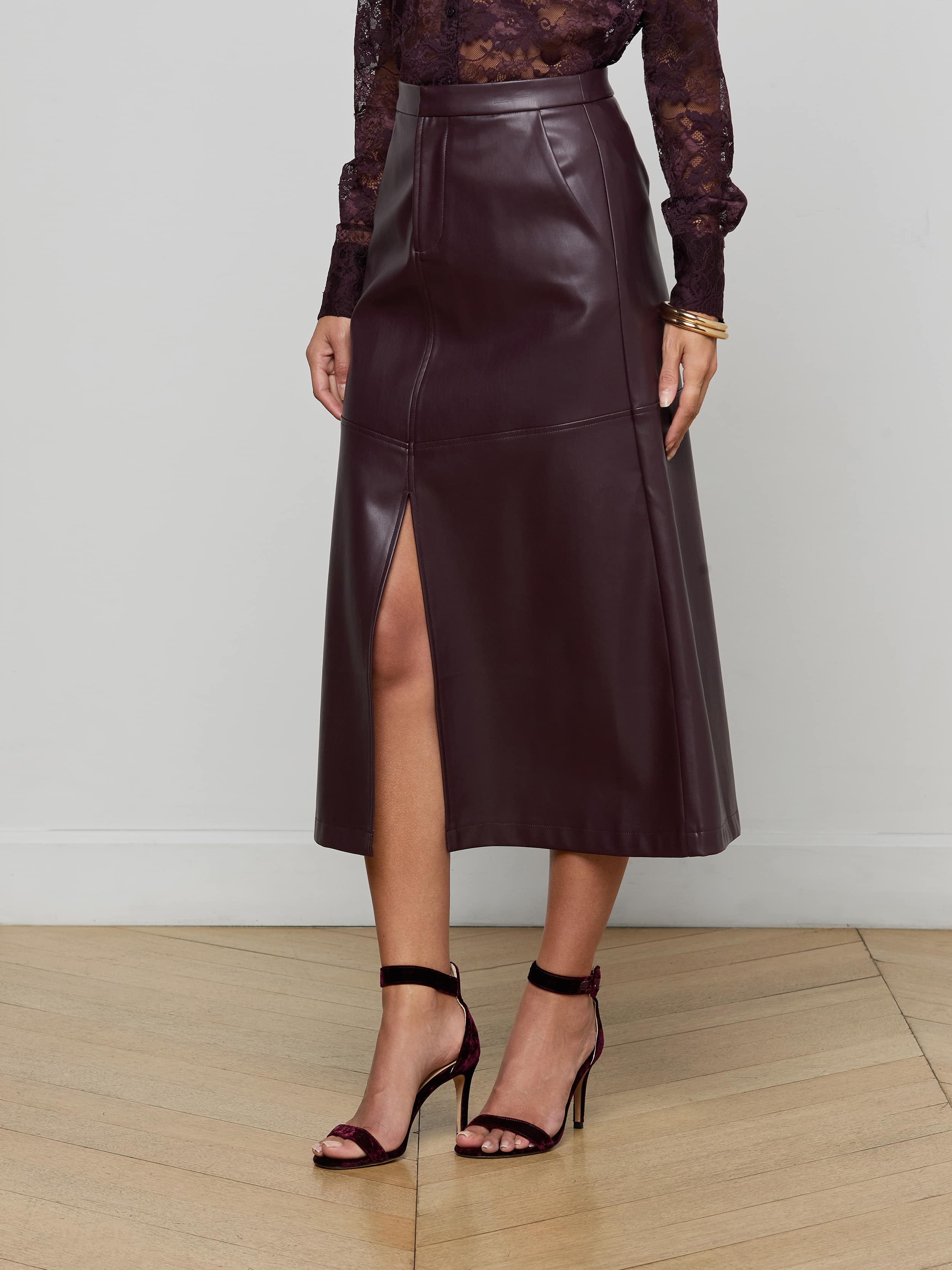 L'AGENCE - Robyn Vegan Leather Midi Skirt - Image 3