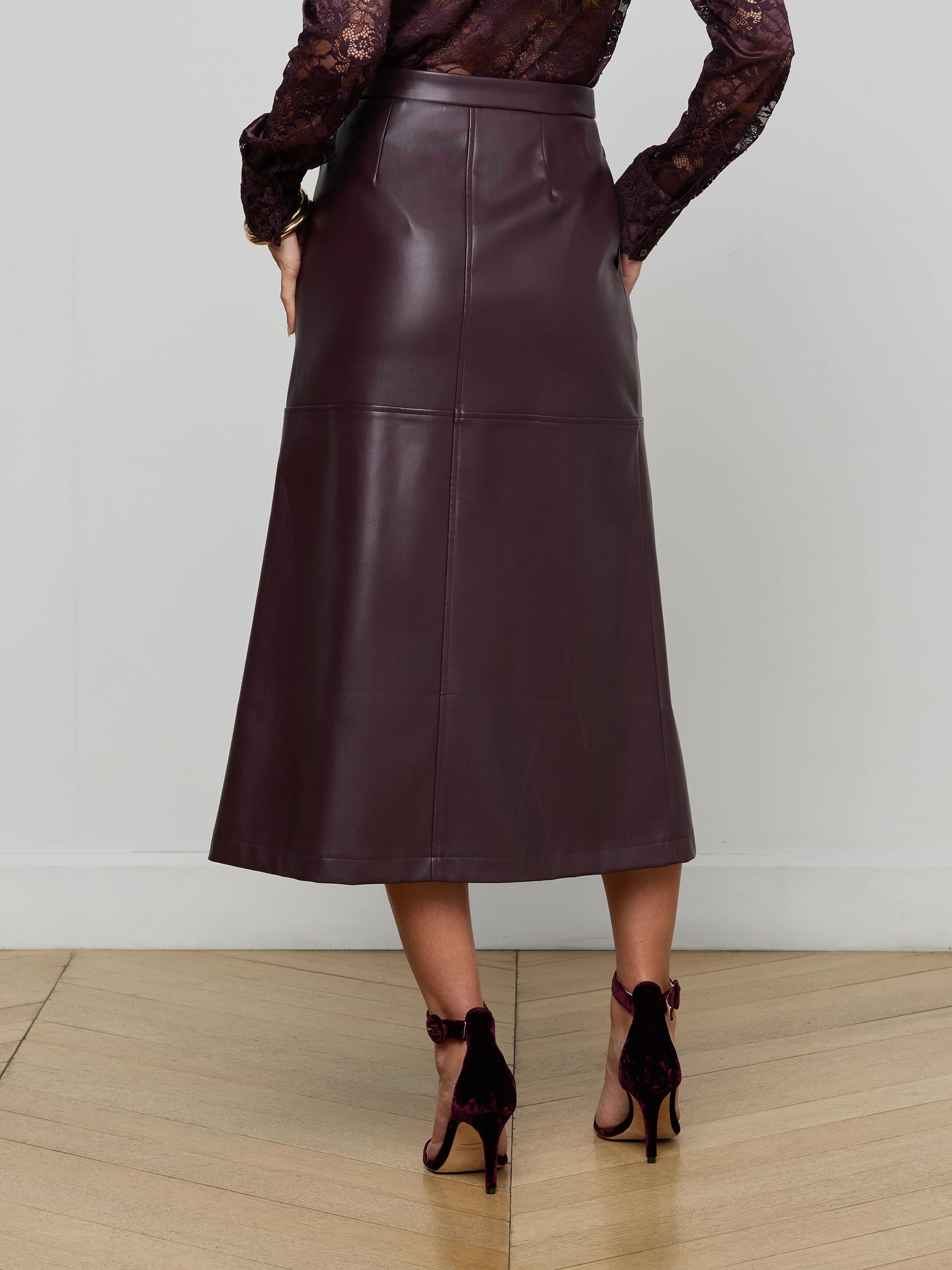 L'AGENCE - Robyn Vegan Leather Midi Skirt - Image 4