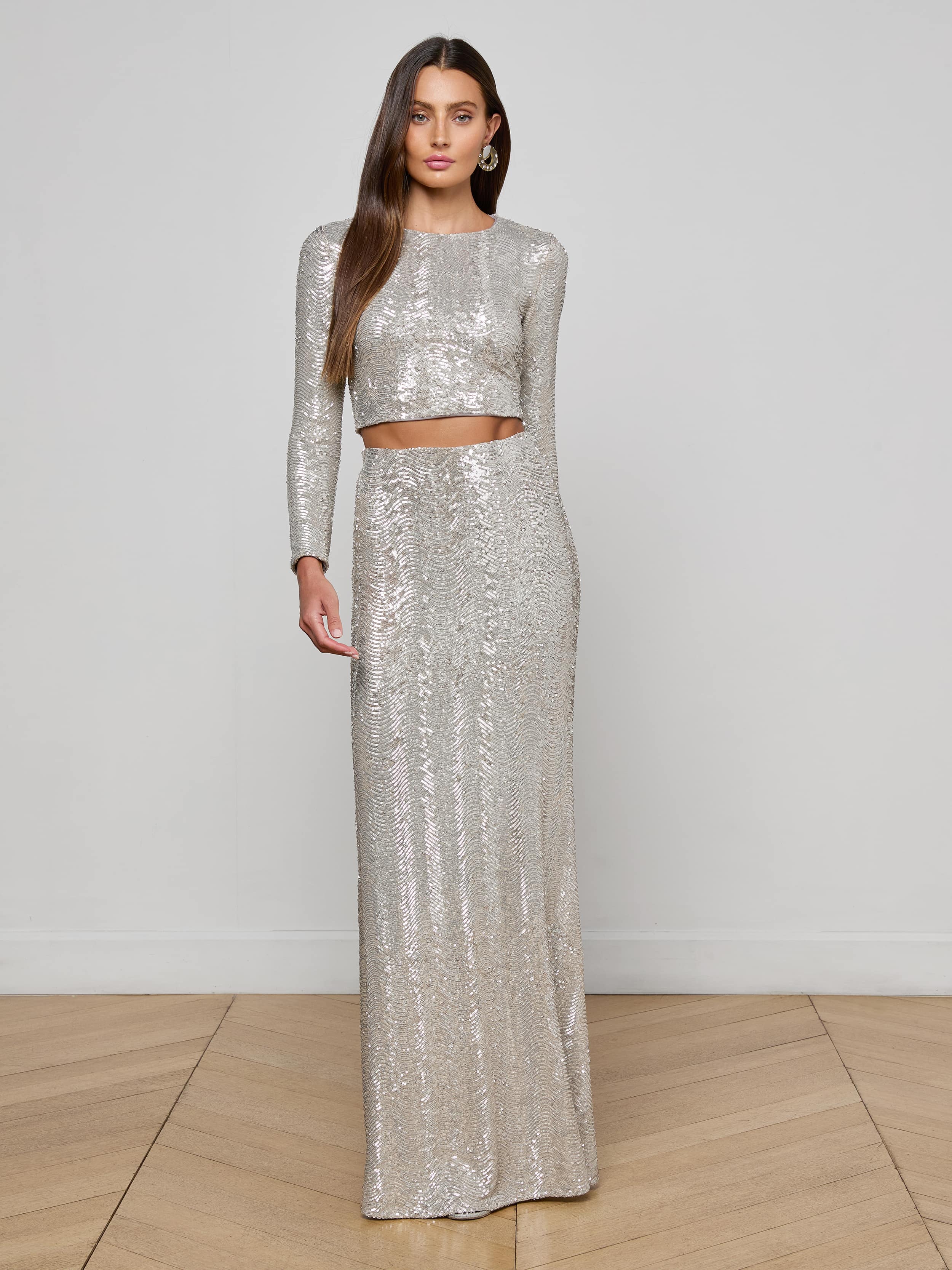 L'AGENCE - Rogan Sequin Cropped Top - Image 9