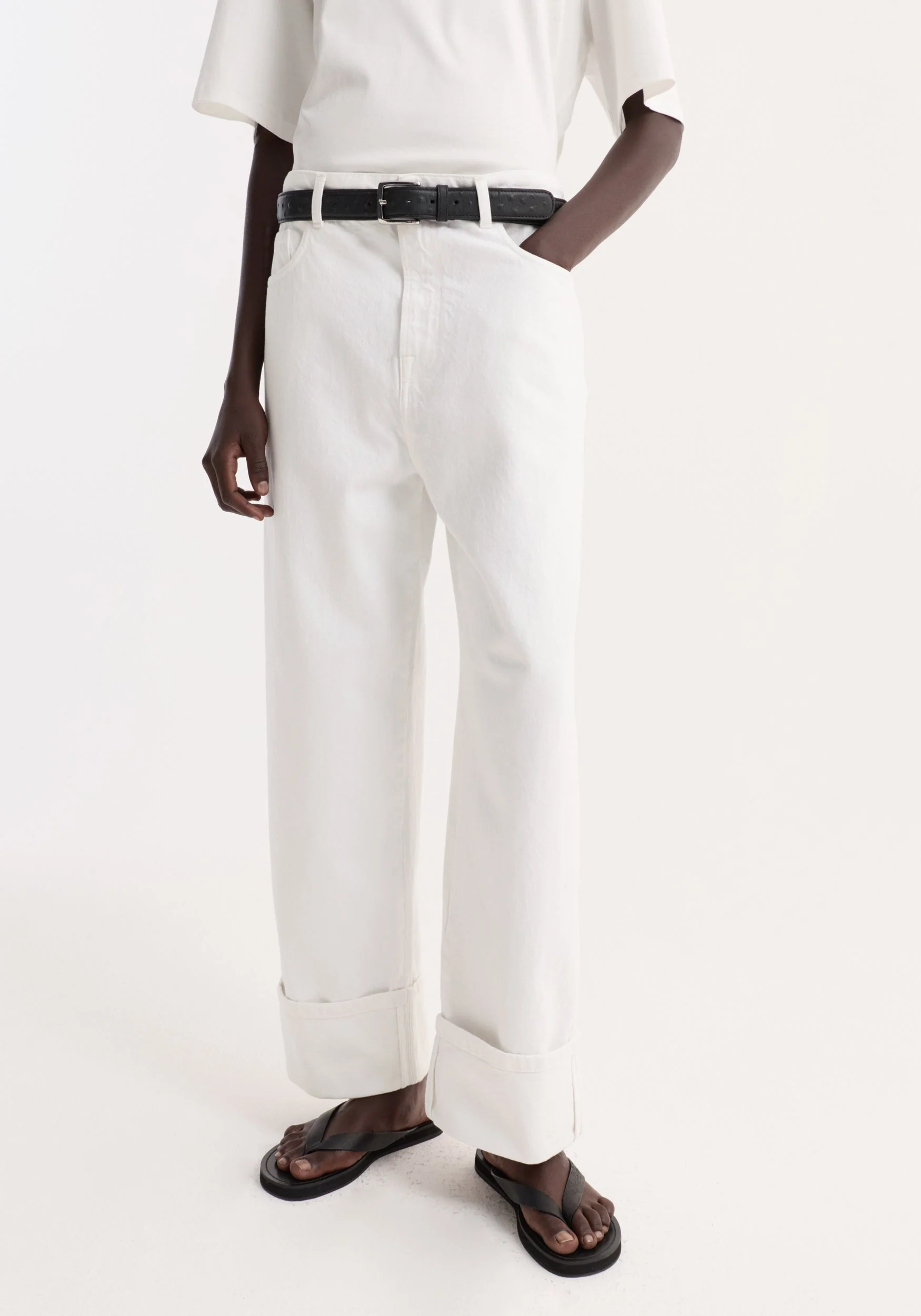 ROHE - Baggy fit turn - up denim | optic white - Image 2