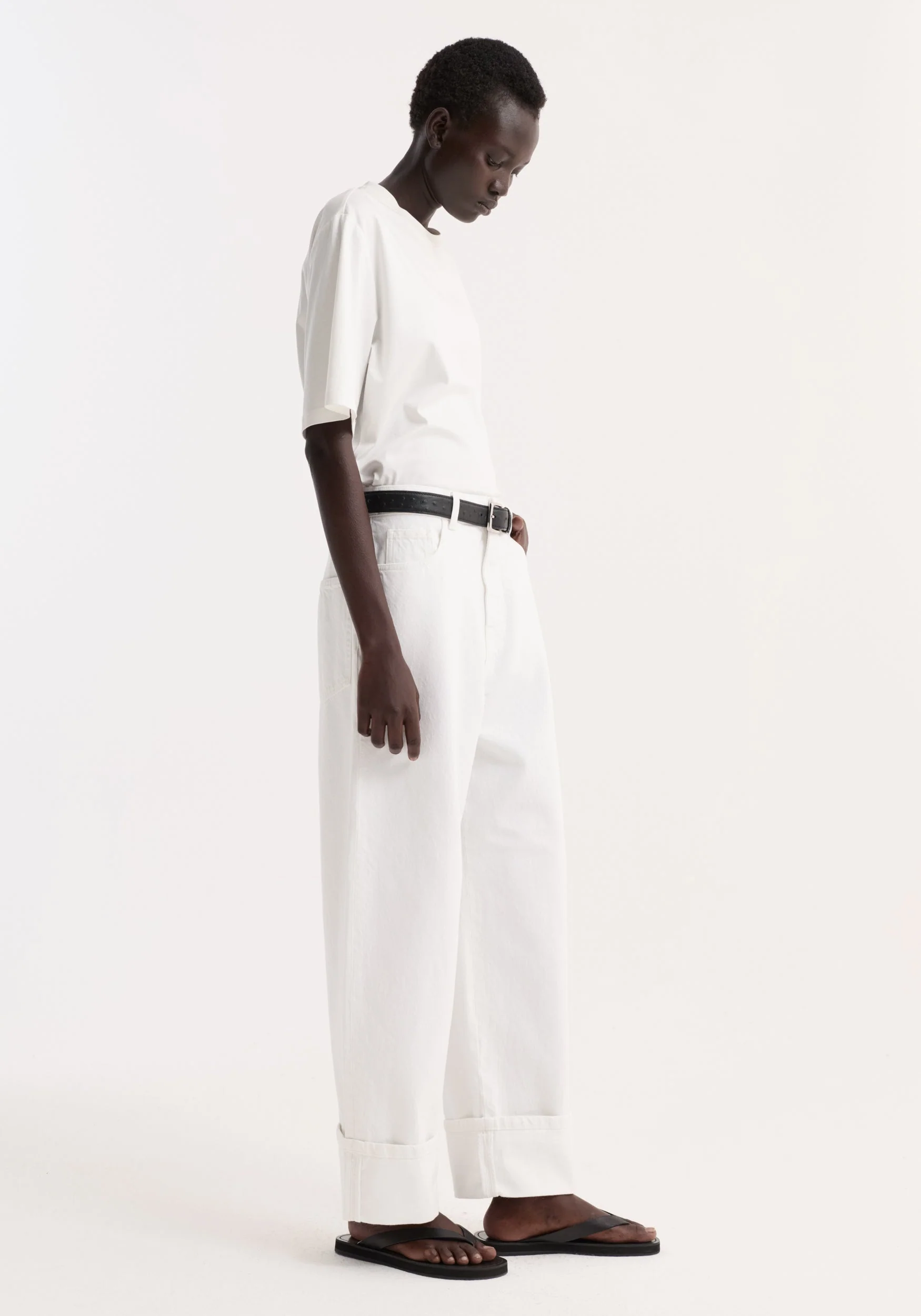 ROHE - Baggy fit turn - up denim | optic white - Image 3