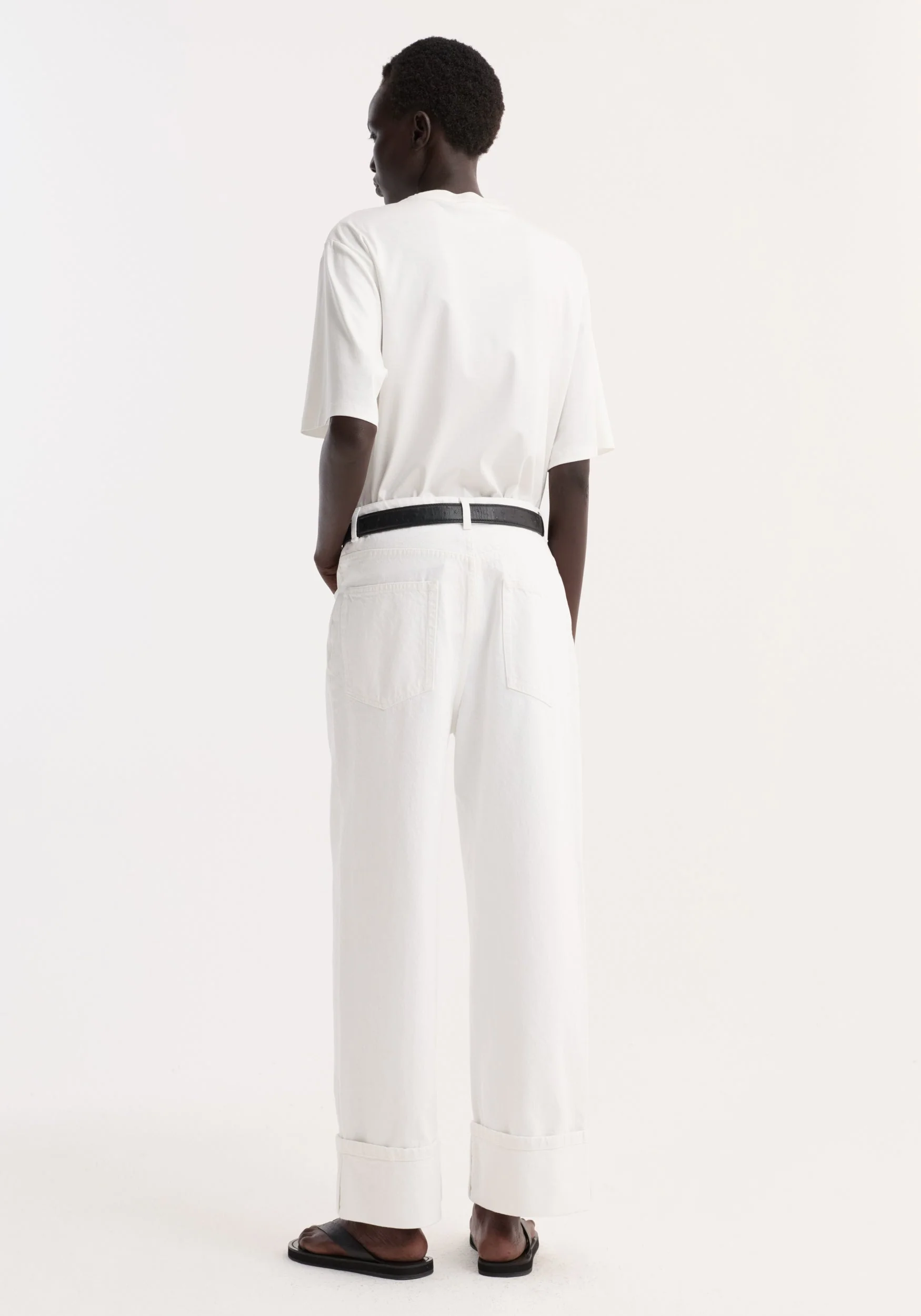 ROHE - Baggy fit turn - up denim | optic white - Image 5