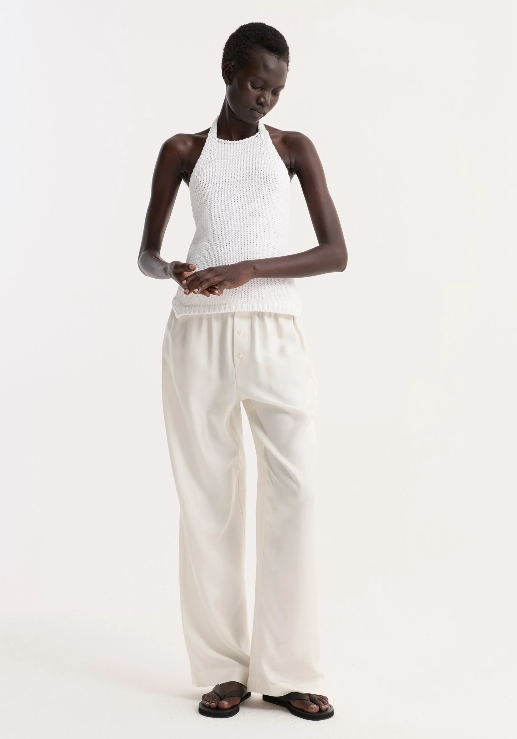 ROHE - Chunky knit halter top | optic white