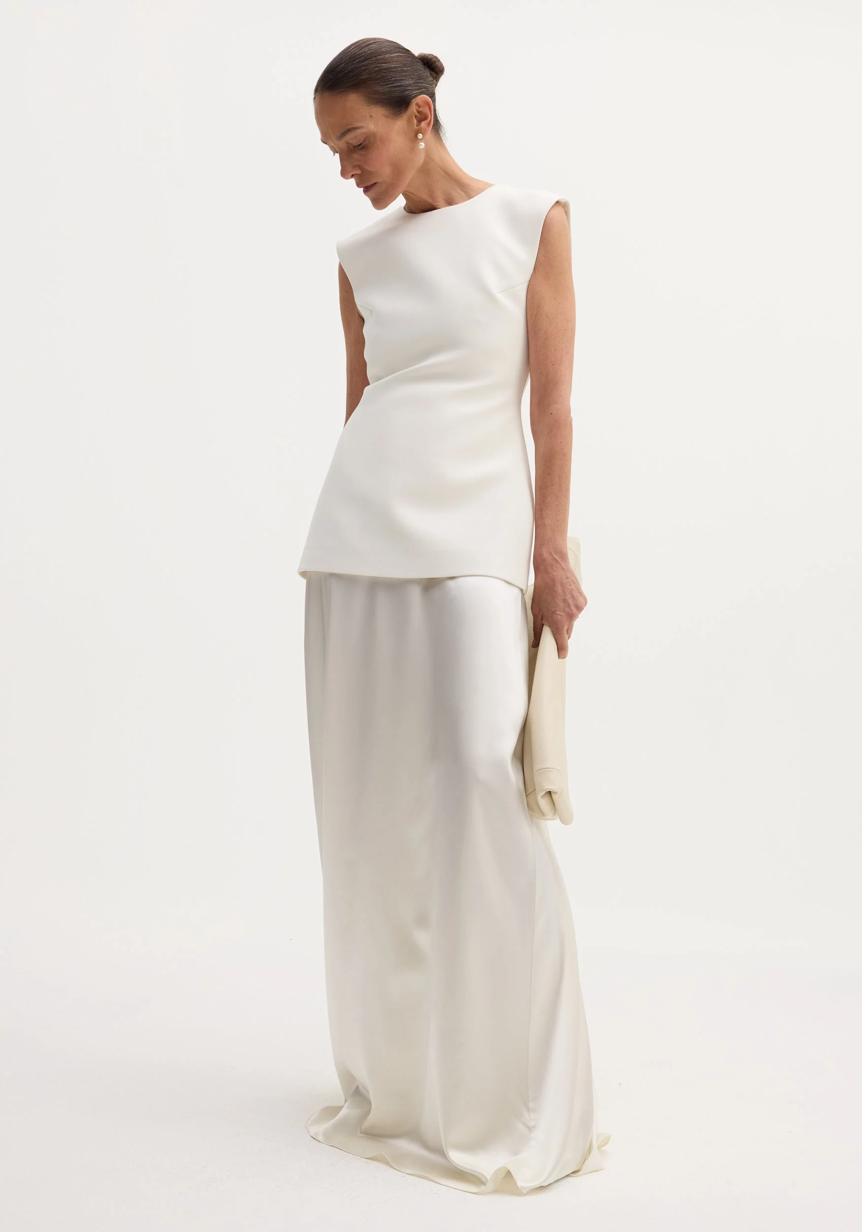 ROHE - Classic signature dress with satin silk skirt | ivory - Image 2