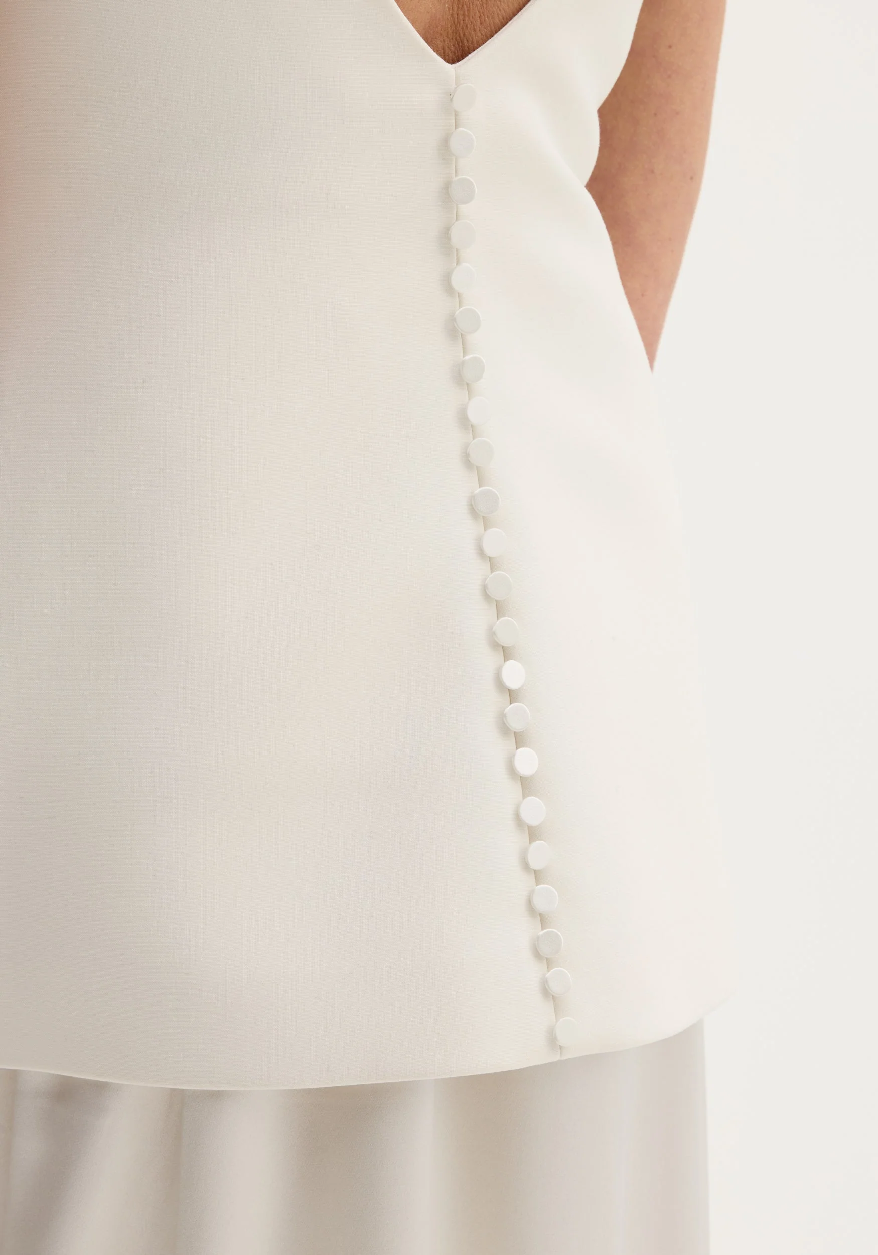 ROHE - Classic signature dress with satin silk skirt | ivory - Image 4