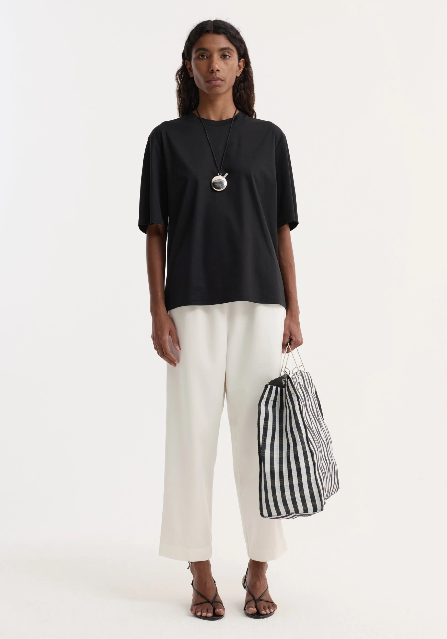 ROHE - Cropped wide leg trousers | off white