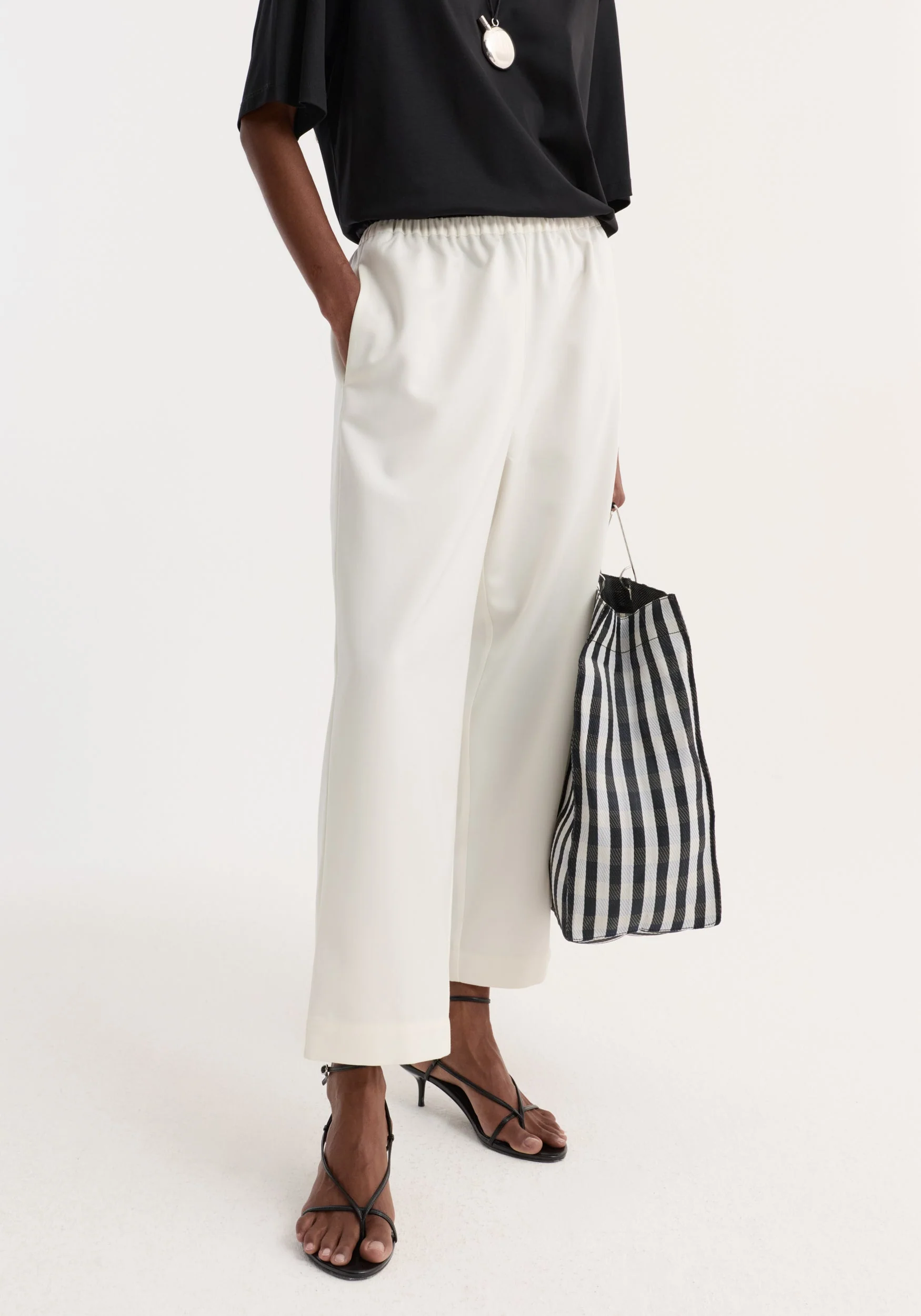 ROHE - Cropped wide leg trousers | off white - Image 3