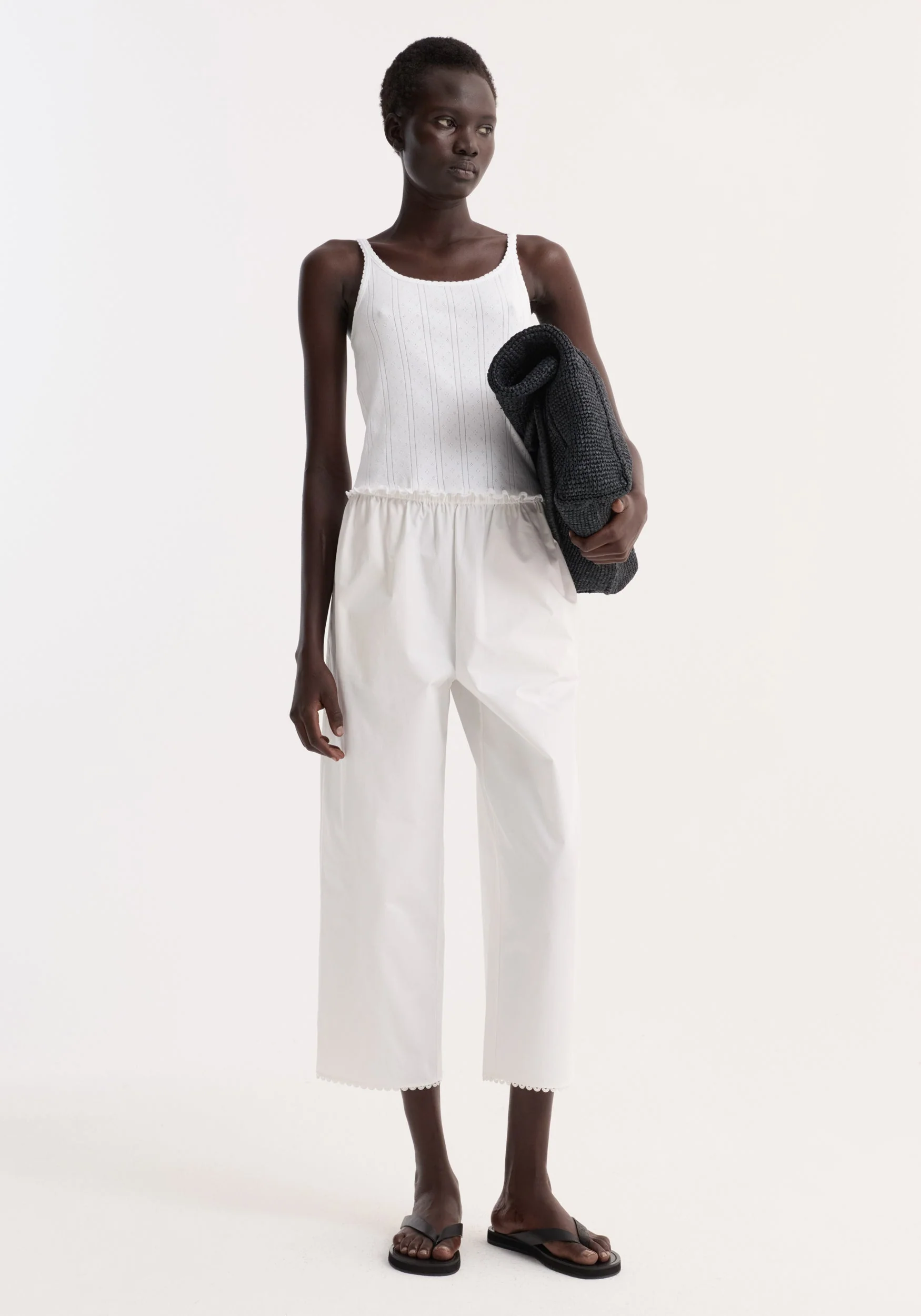 ROHE - Embroidered poplin trousers | optic white