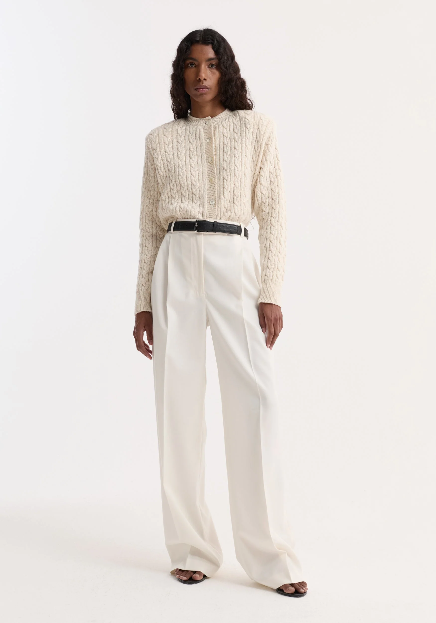 ROHE - Fine merino cable cardigan | cream