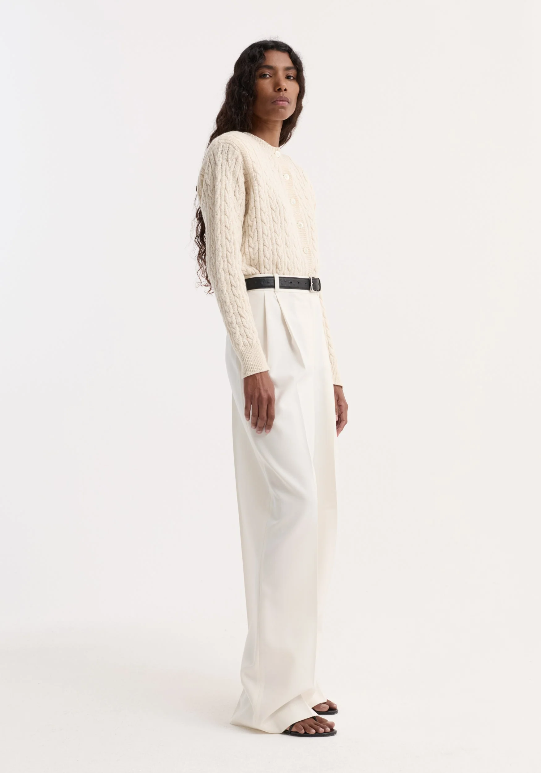 ROHE - Fine merino cable cardigan | cream - Image 3