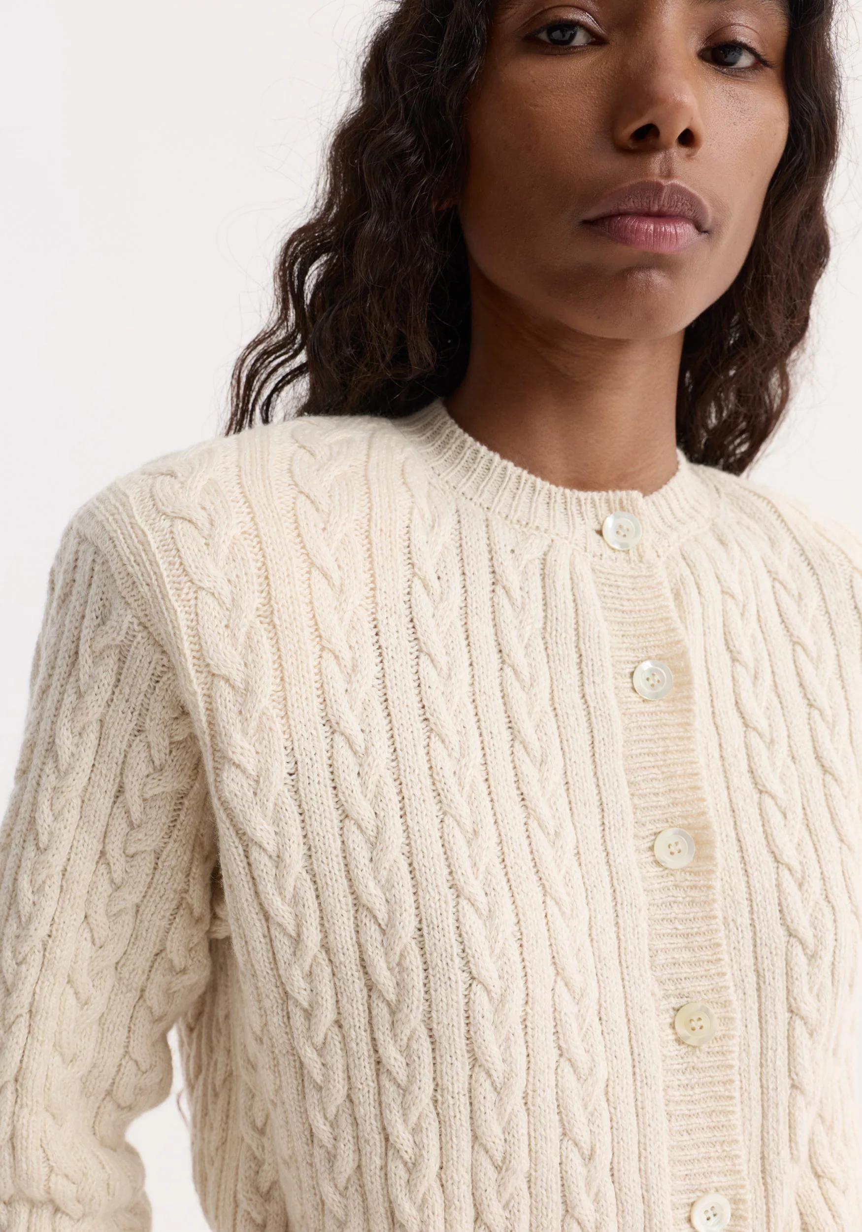 ROHE - Fine merino cable cardigan | cream - Image 4