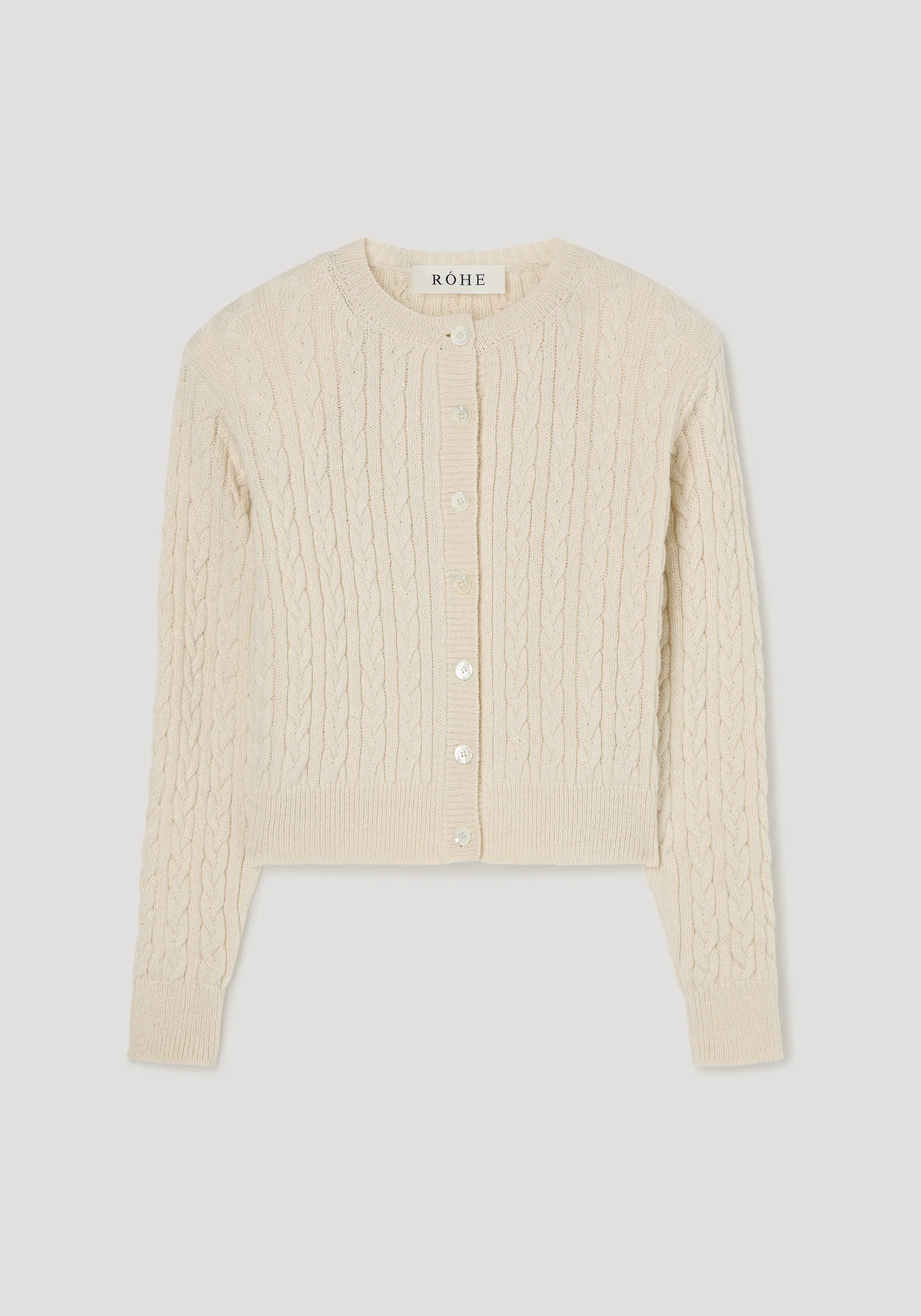 ROHE - Fine merino cable cardigan | cream - Image 6