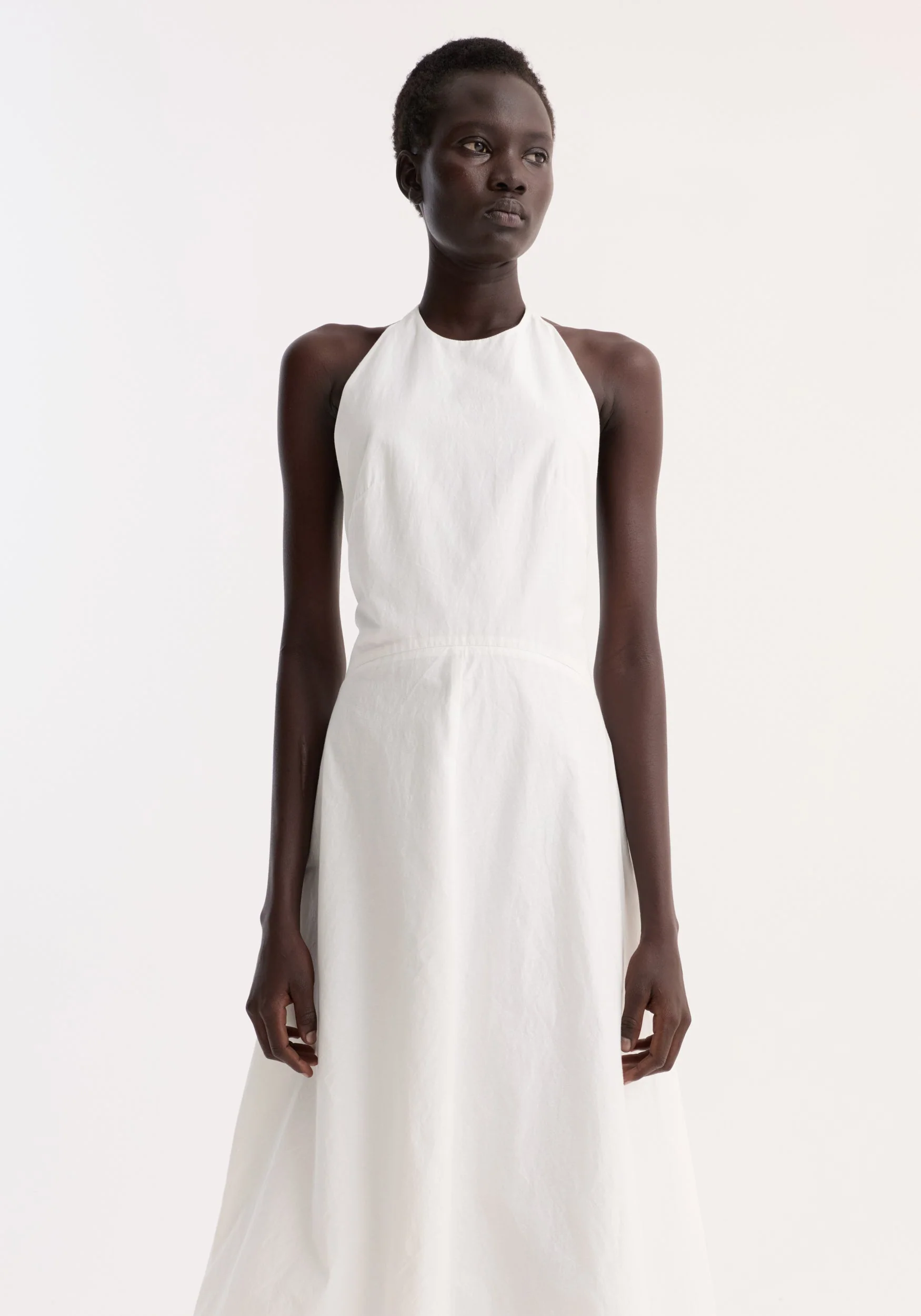ROHE - Halter textured cotton dress | off white - Image 2