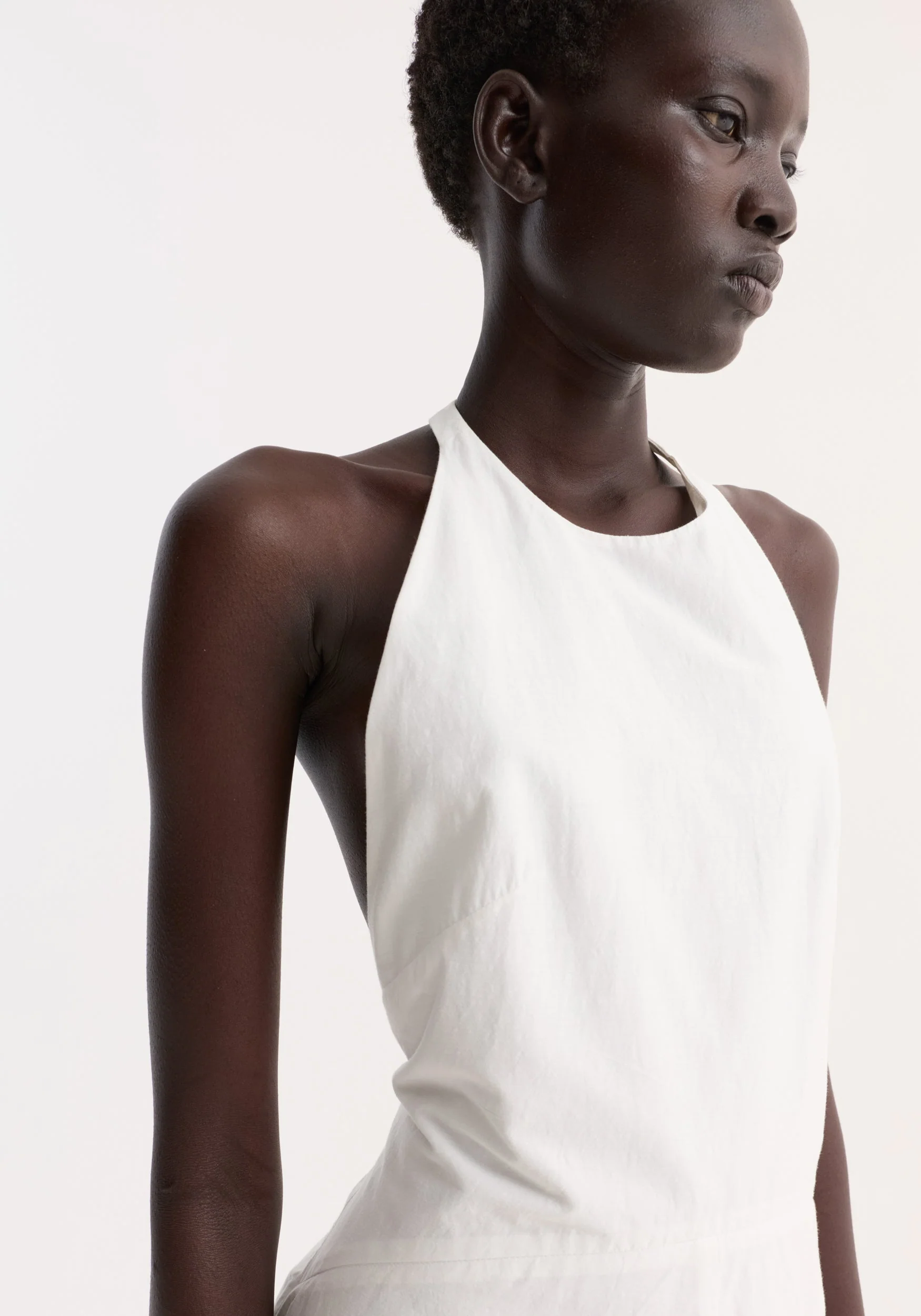 ROHE - Halter textured cotton dress | off white - Image 3