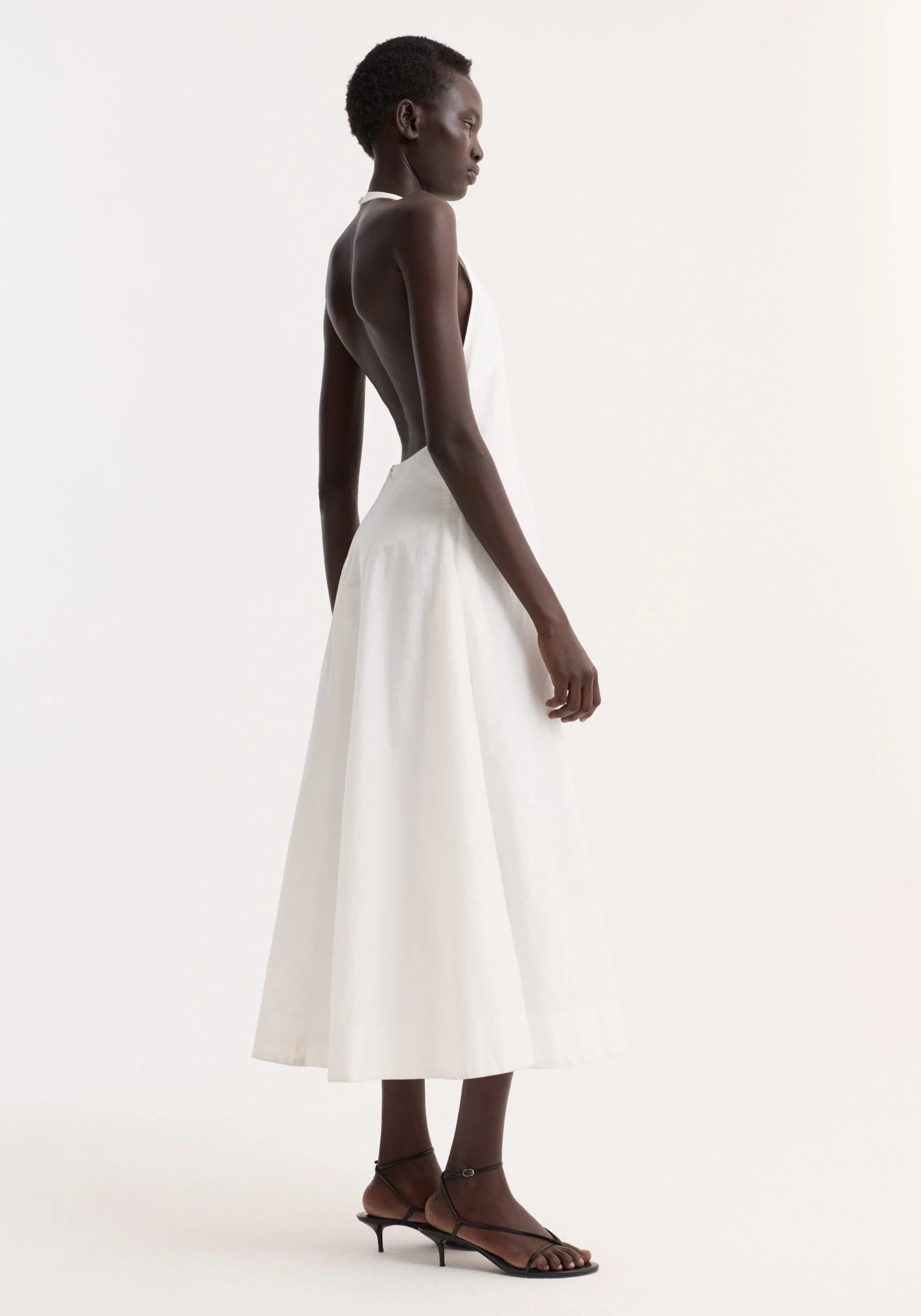 ROHE - Halter textured cotton dress | off white - Image 4