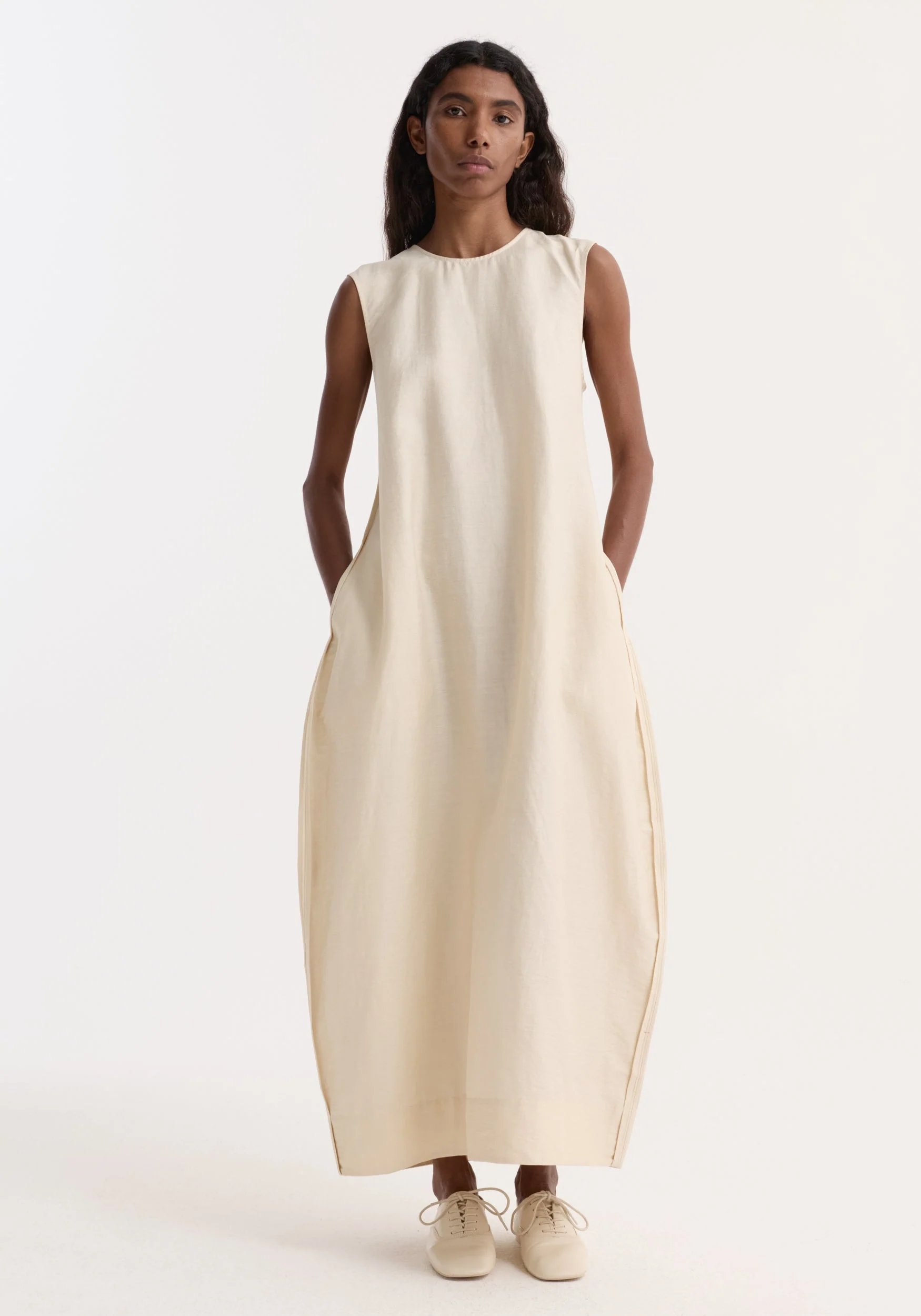 ROHE - Hourglass linen silk dress | butter