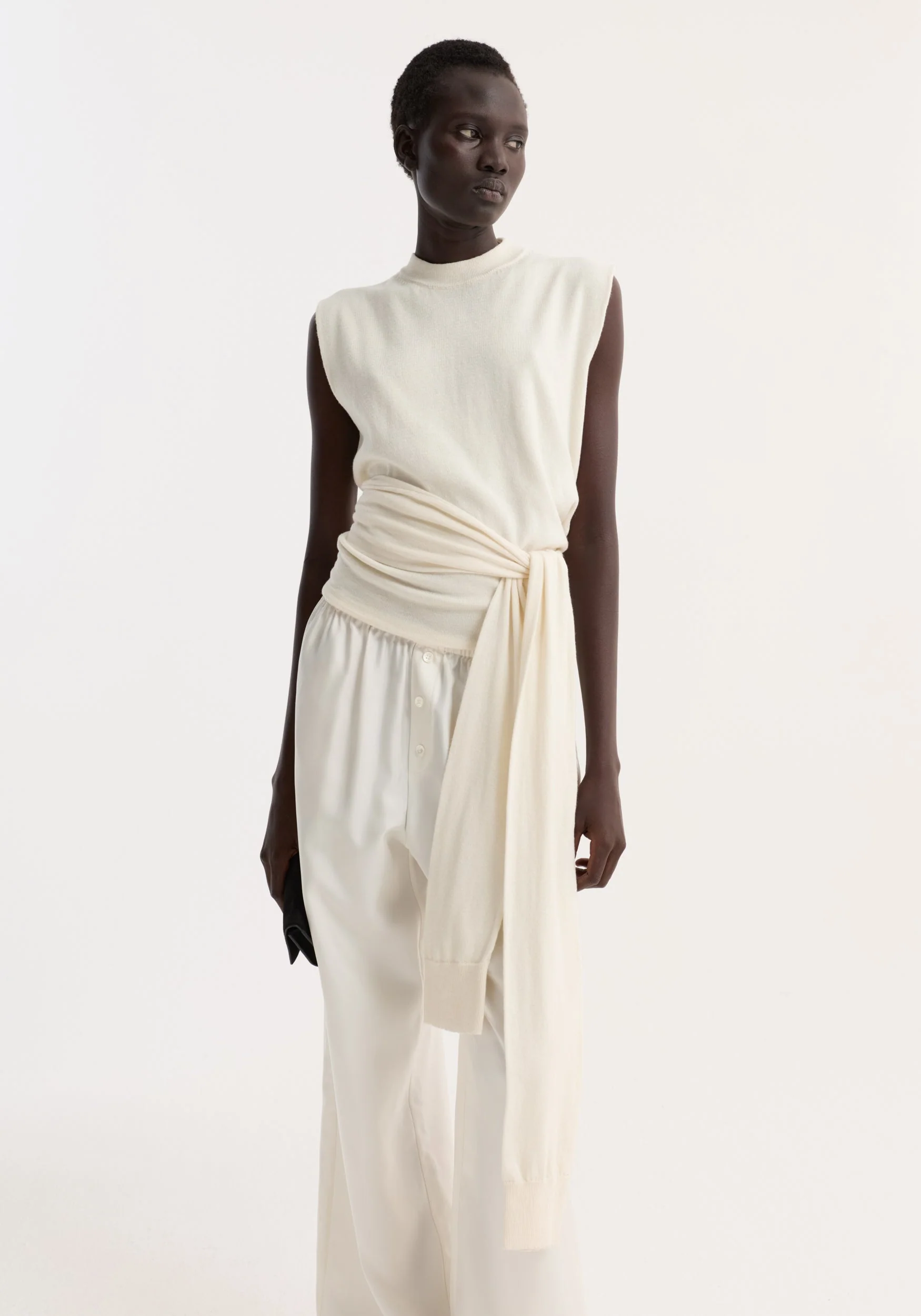 ROHE - Open back knitted wrap top | off white - Image 2