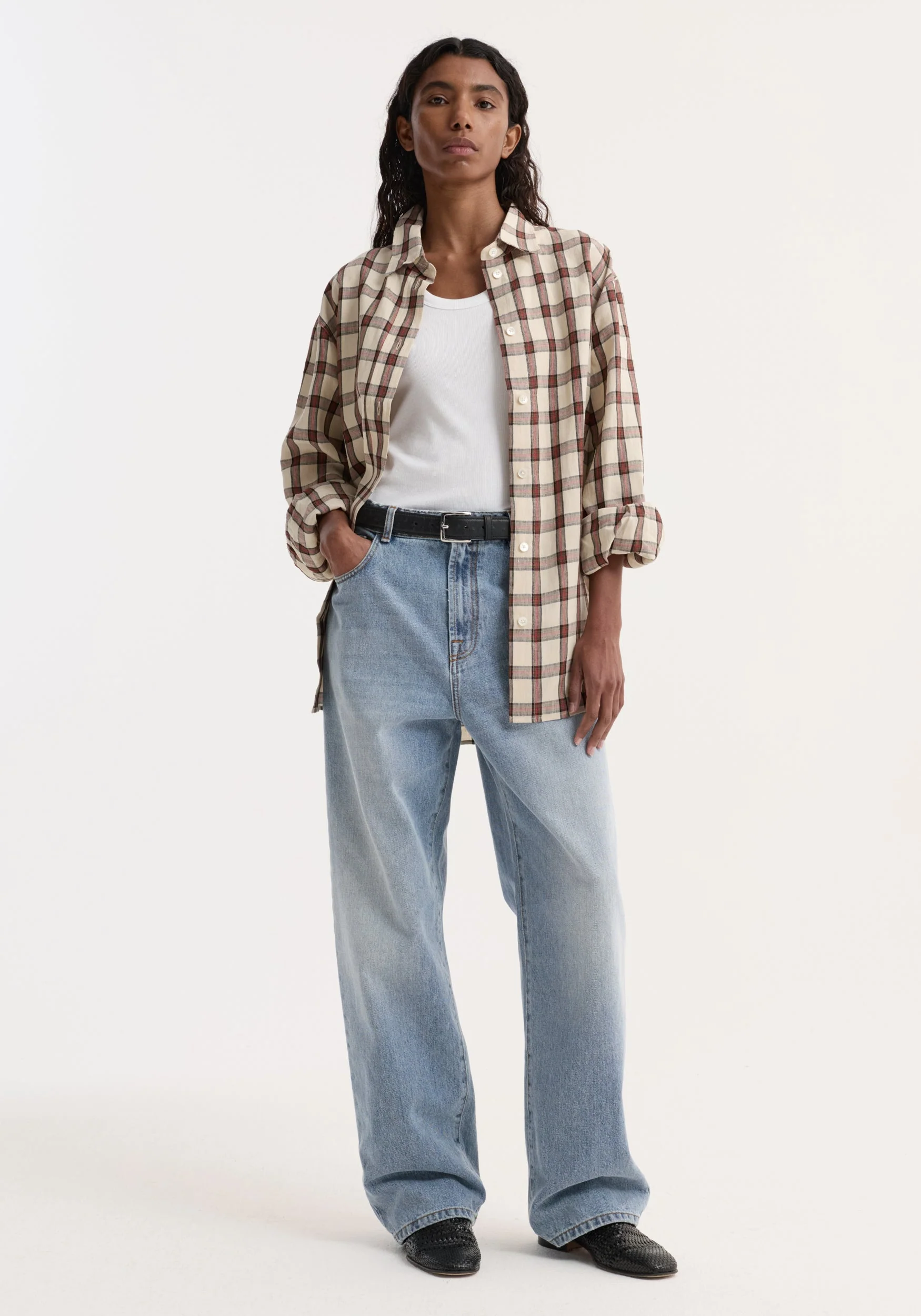ROHE - Oversized check shirt | red table check