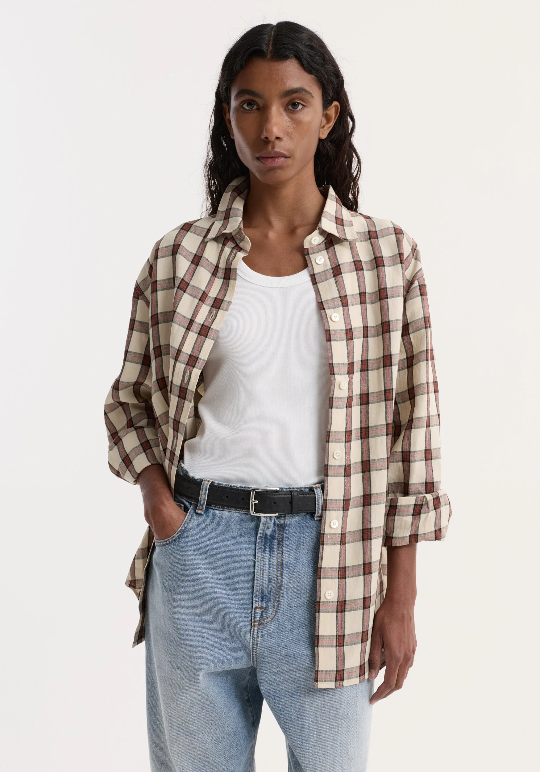 ROHE - Oversized check shirt | red table check - Image 3