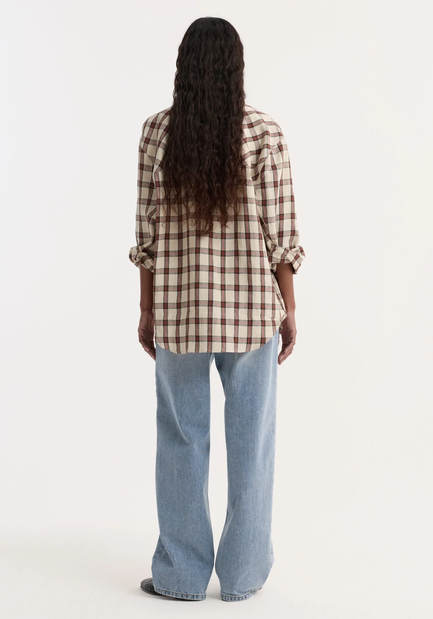 ROHE - Oversized check shirt | red table check - Image 4